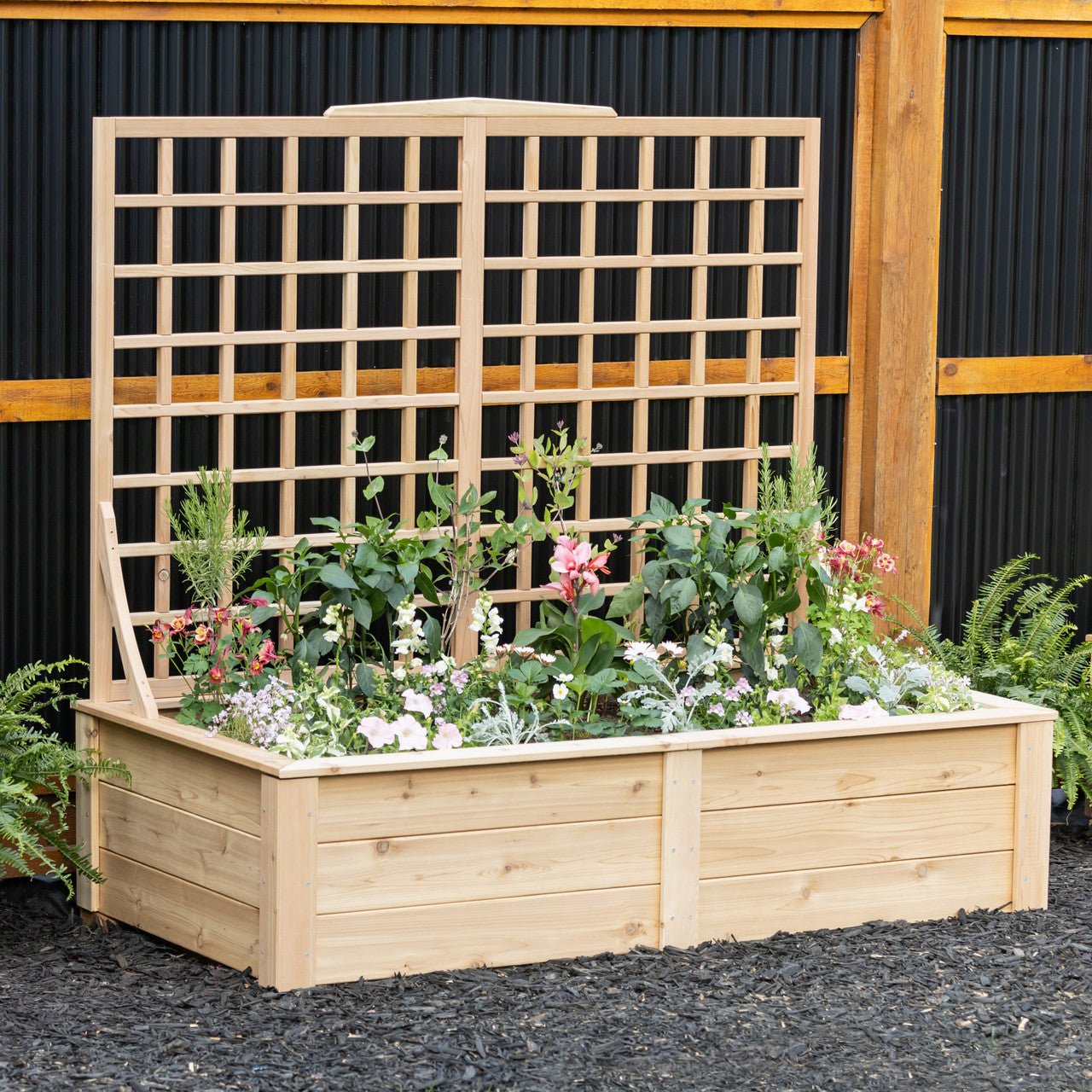 Natural Cedar Raised Beds with Trellis 2' 2' option3