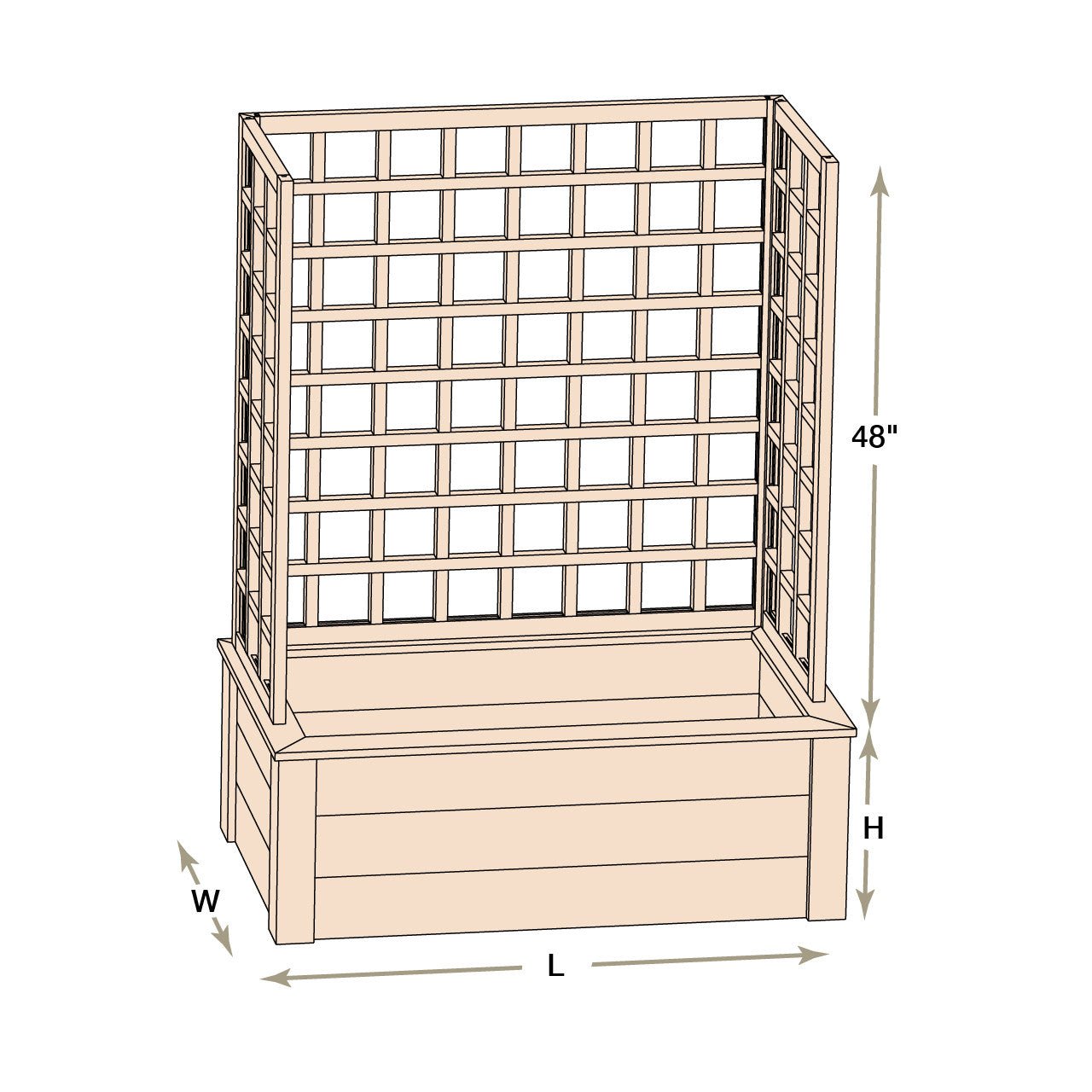 Natural Cedar Raised Beds with U-Shape Trellis 2' 3' 11"