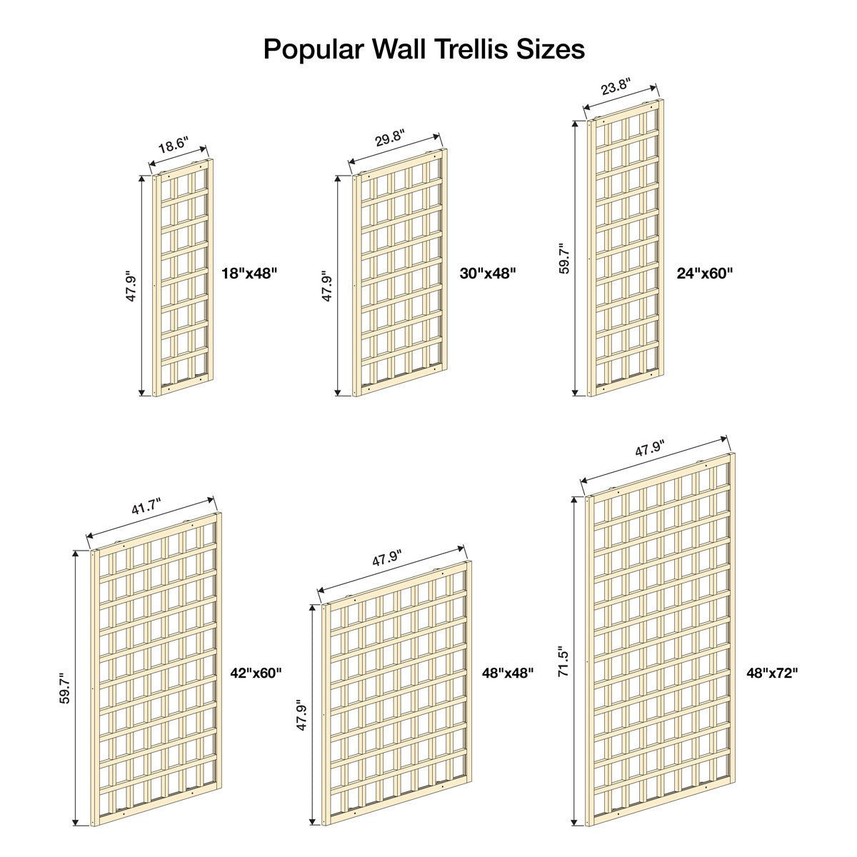 Natural Cedar Wall Mounted Trellises 18" 36"