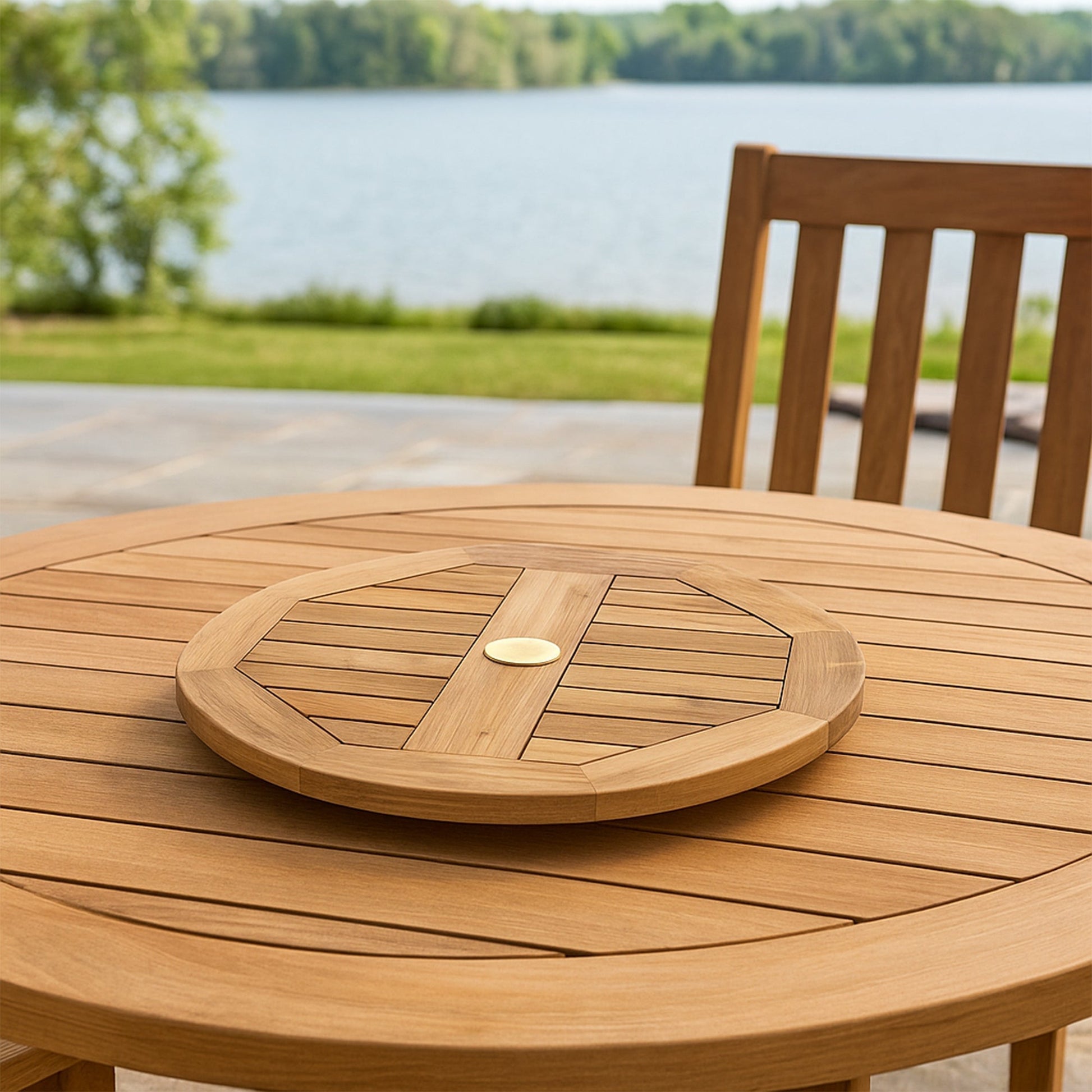 Natural Teak Lazy Susan - 24" Round