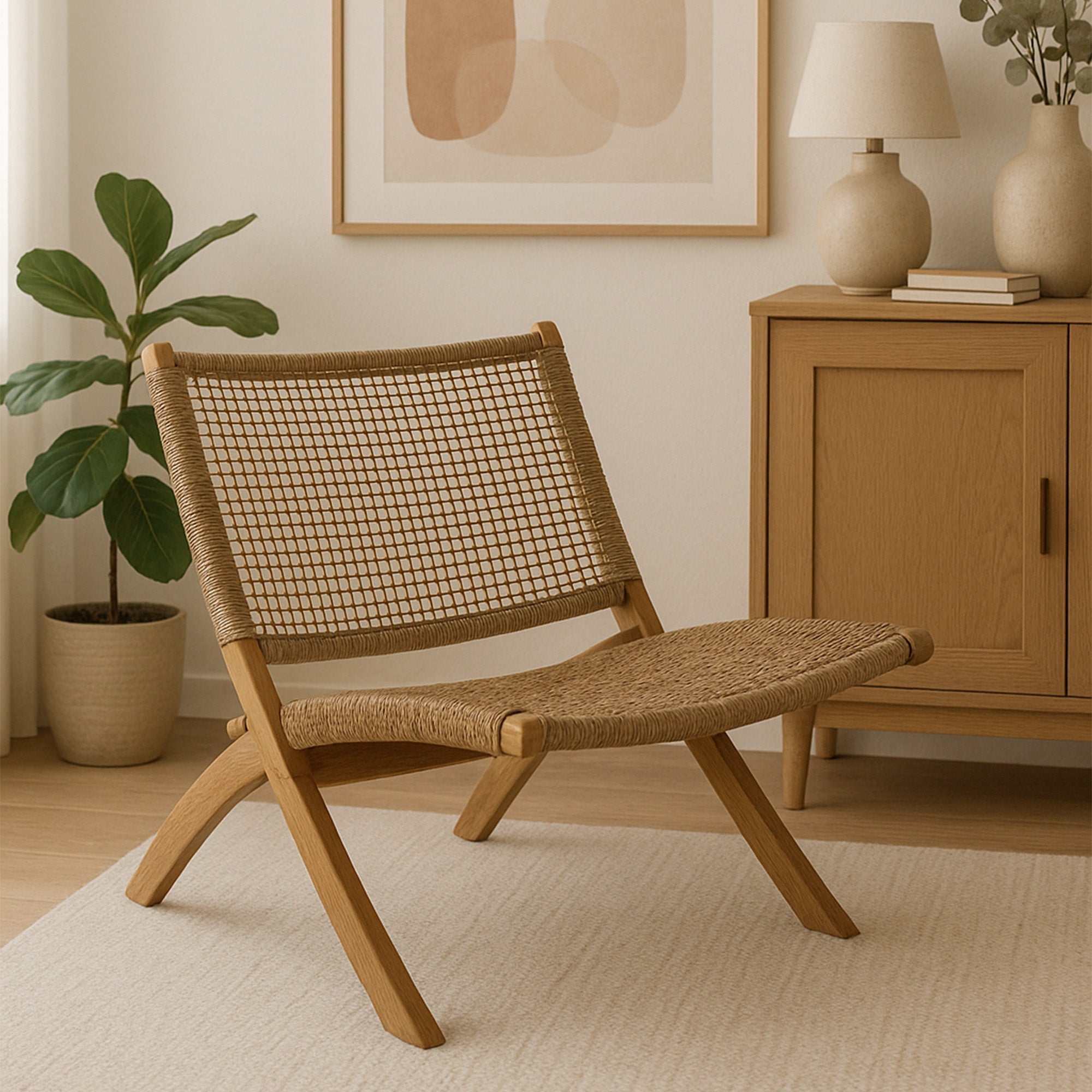 Natural Teak Outdoor Folding Lounge Chair