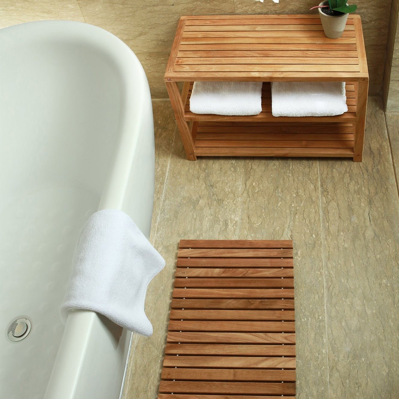 Natural Teak Savannah Sauna Bench With Storage 40"