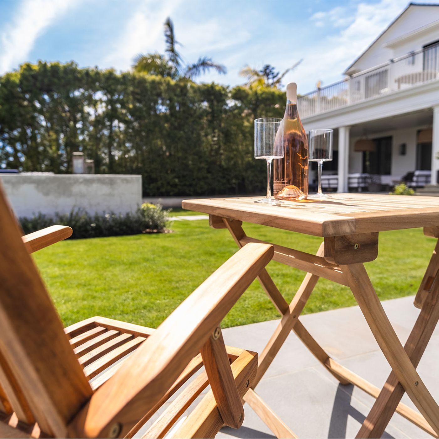 Natural Teak Telluride 2-Person Patio Table - 28" Square Folding Table Natural