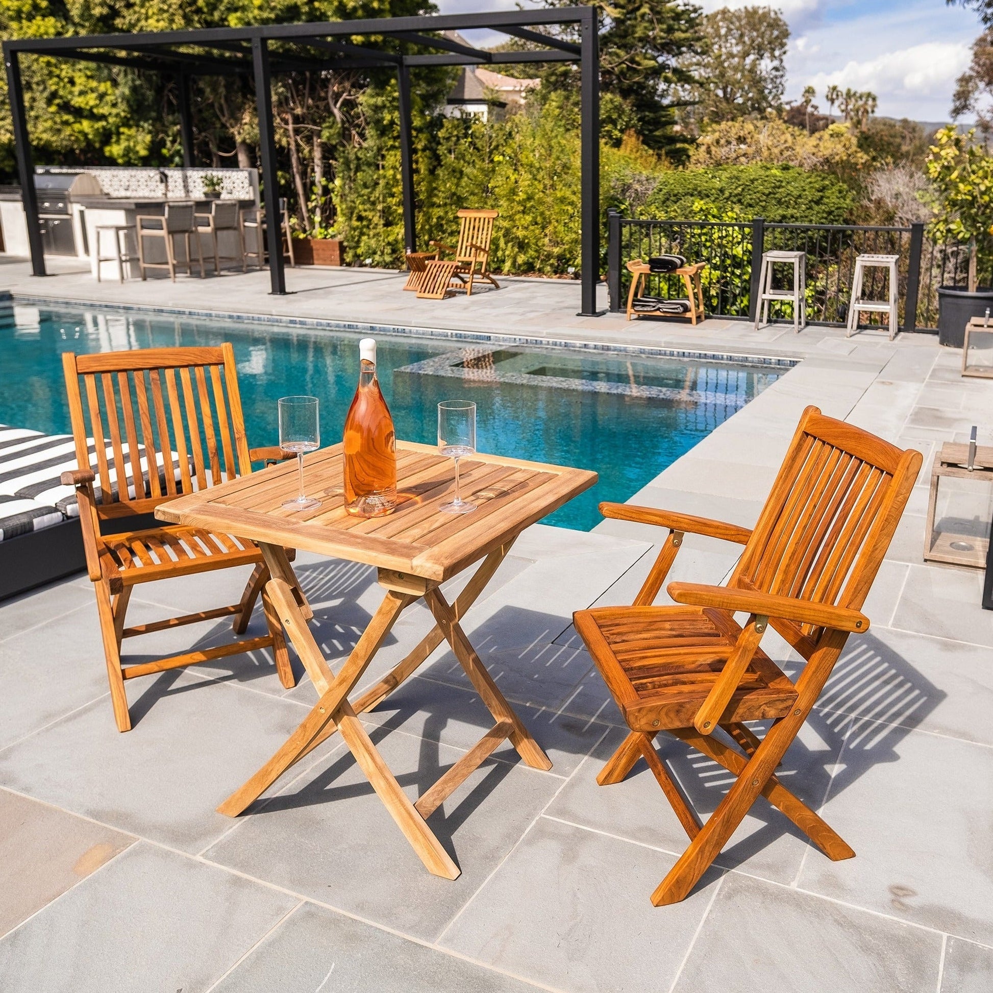 Natural Teak Telluride 2-Person Patio Table - 28" Square Folding Table Natural