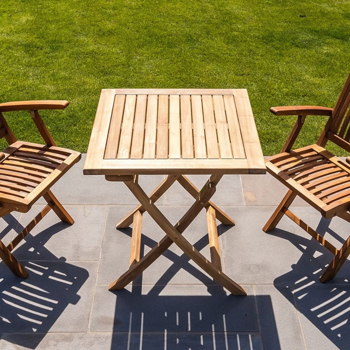 Natural Teak Telluride 2-Person Patio Table - 28" Square Folding Table Natural