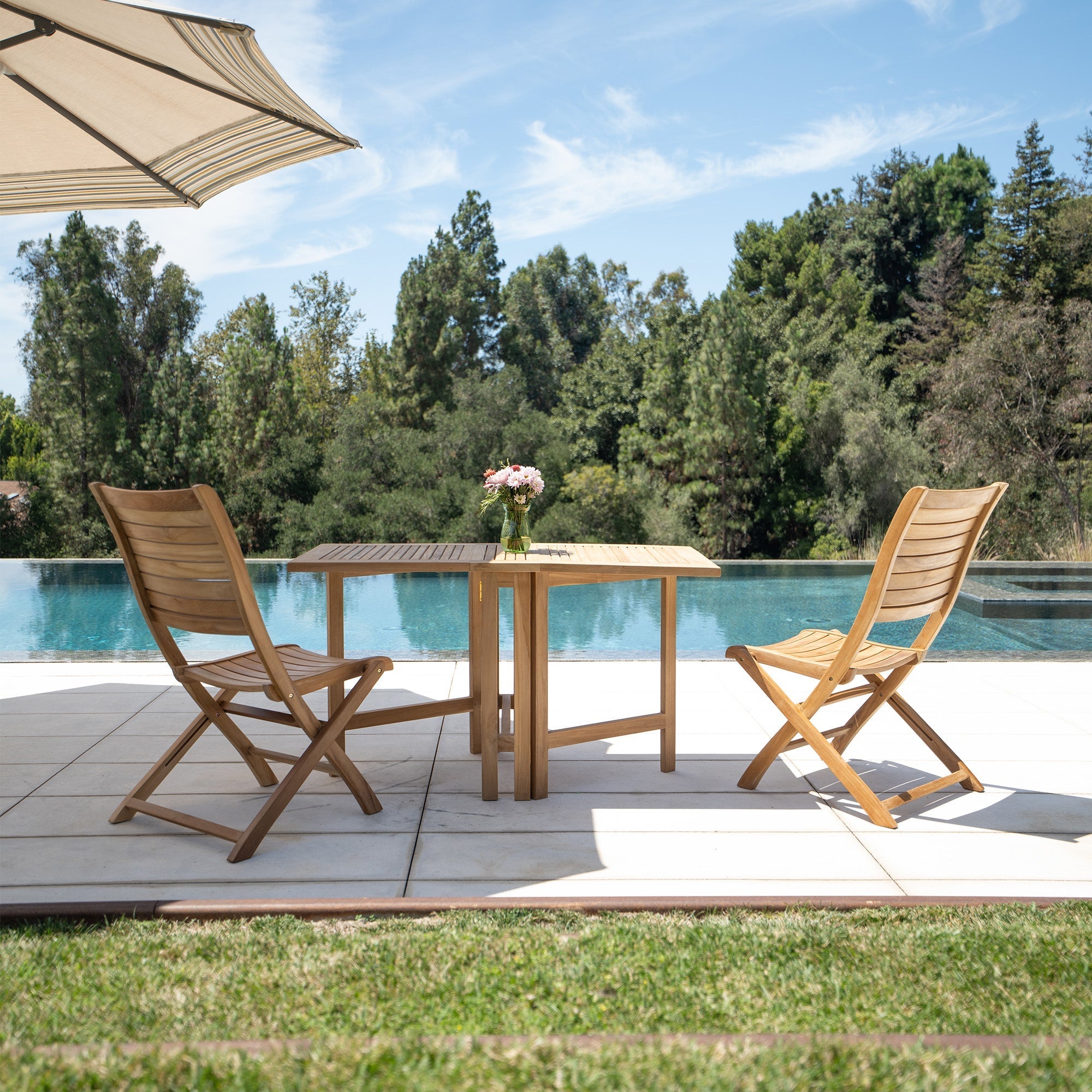 Natural Teak Telluride 4-Person Patio Table - 51" Dual Folding Table