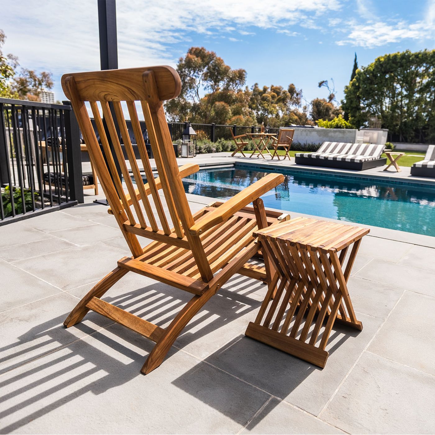 Natural Teak Telluride Patio Chaise Lounger Natural Finish
