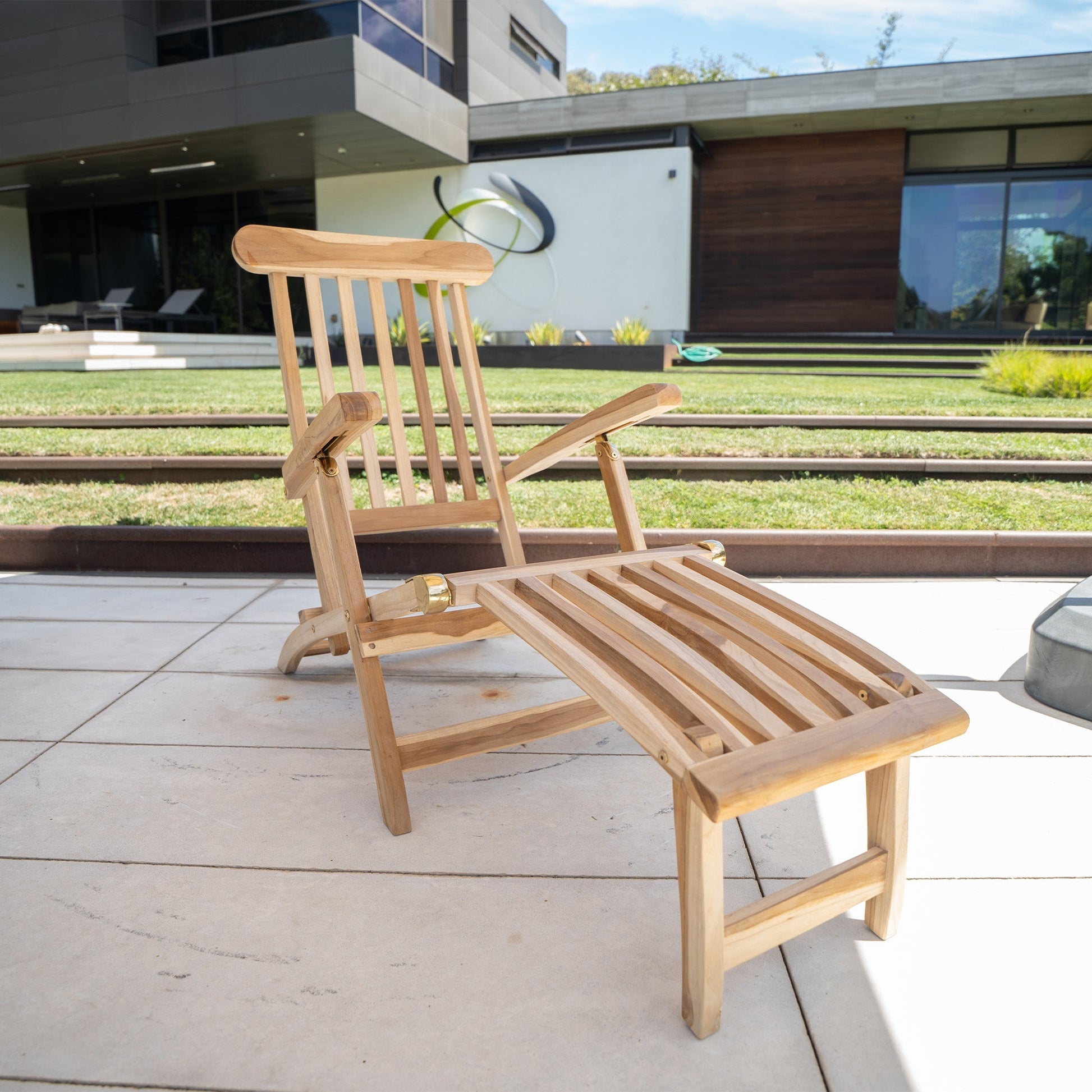 Natural Teak Telluride Patio Chaise Lounger Natural Finish