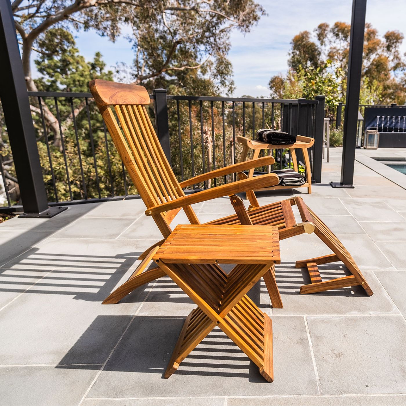 Natural Teak Telluride Patio Chaise Lounger Natural Finish