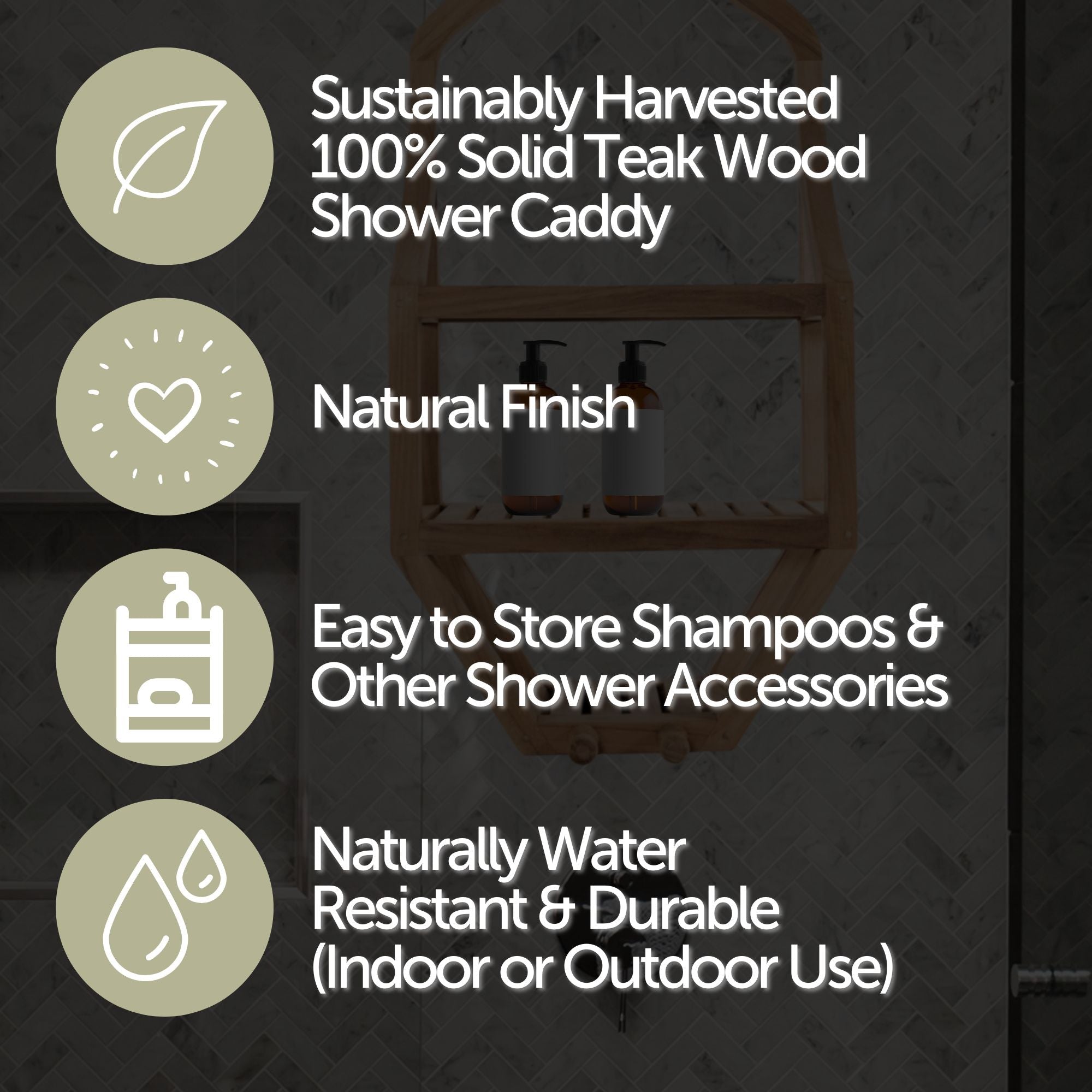 Natural Teak Tulum Shower Caddy