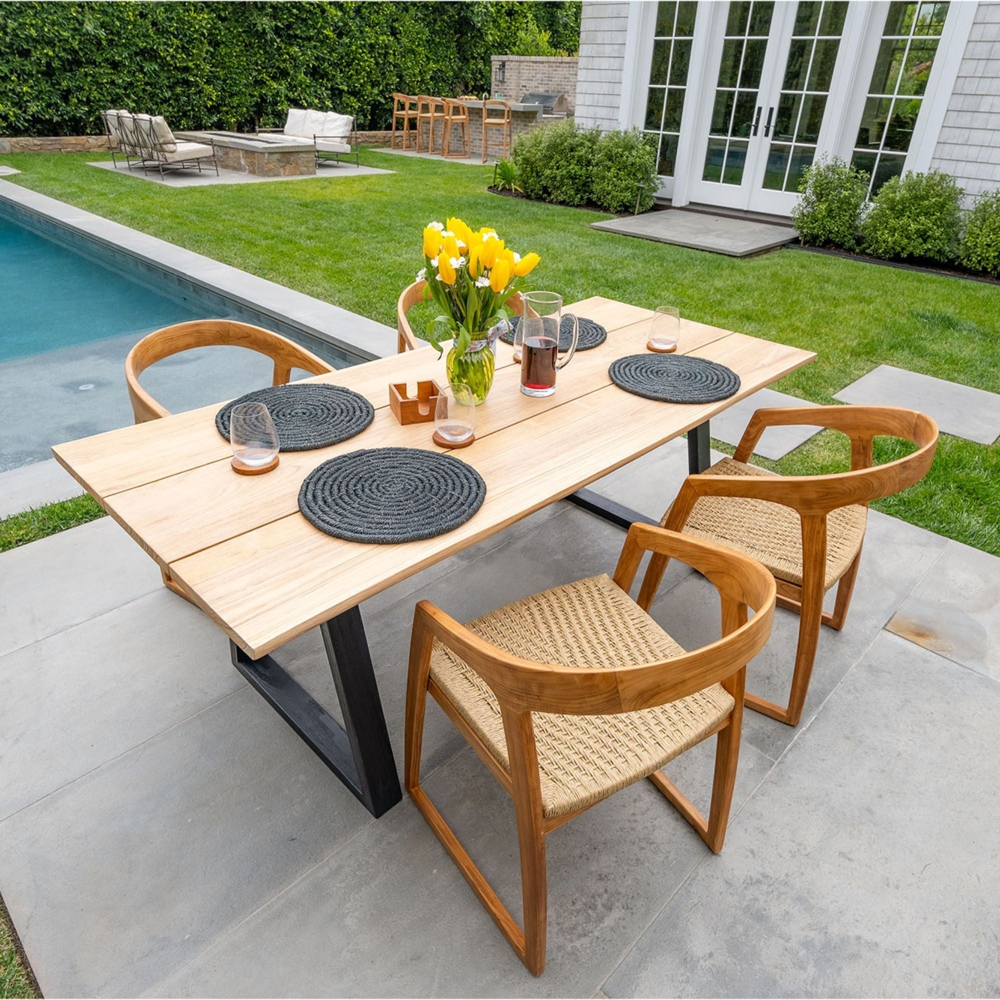 Natural Teak Ubud Outdoor Dining Table - 79" Long