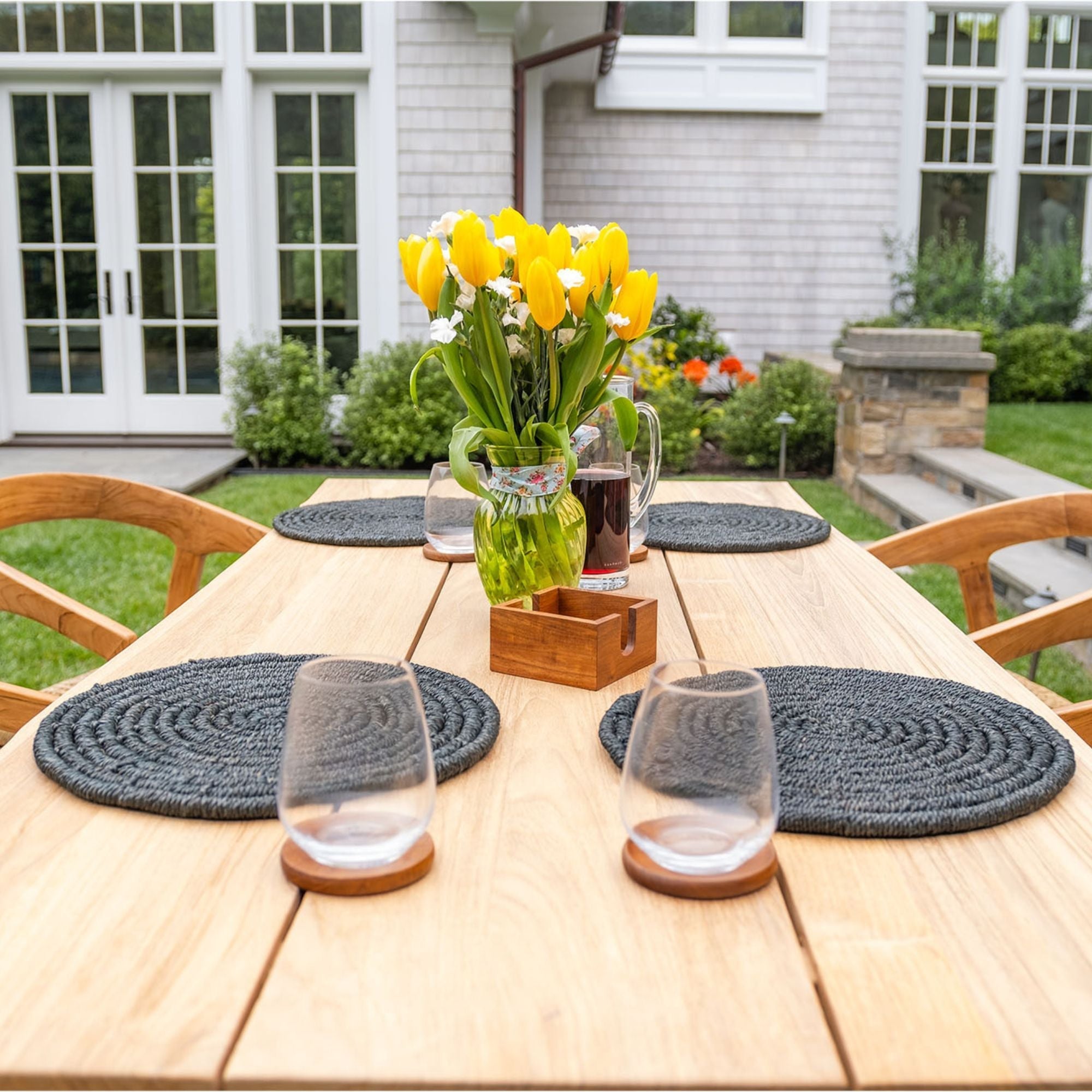 Natural Teak Ubud Outdoor Dining Table - 79" Long