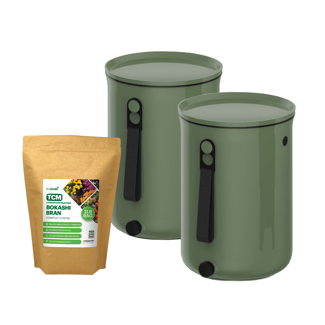 Organko Kitchen Bokashi Compost Bin - 2.5 Gallon Food Waste Recycler Single Bucket + 1 lb bag of Bokashi Olive
