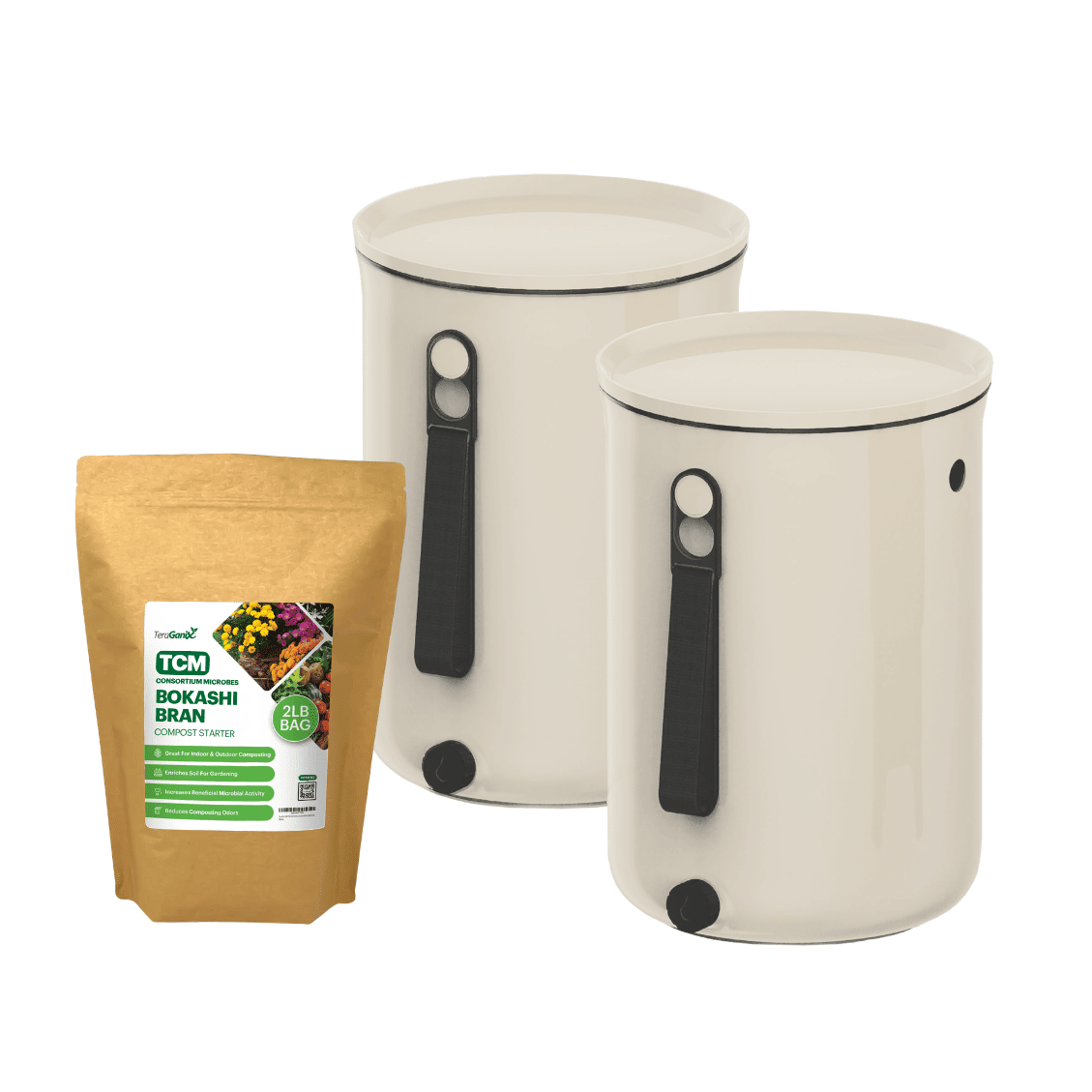 Organko Kitchen Bokashi Compost Bin - 2.5 Gallon Food Waste Recycler Single Bucket + 1 lb bag of Bokashi Olive