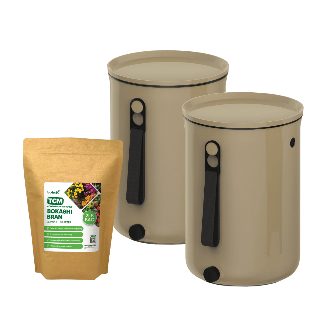 Organko Kitchen Bokashi Compost Bin - 2.5 Gallon Food Waste Recycler Single Bucket + 1 lb bag of Bokashi Olive