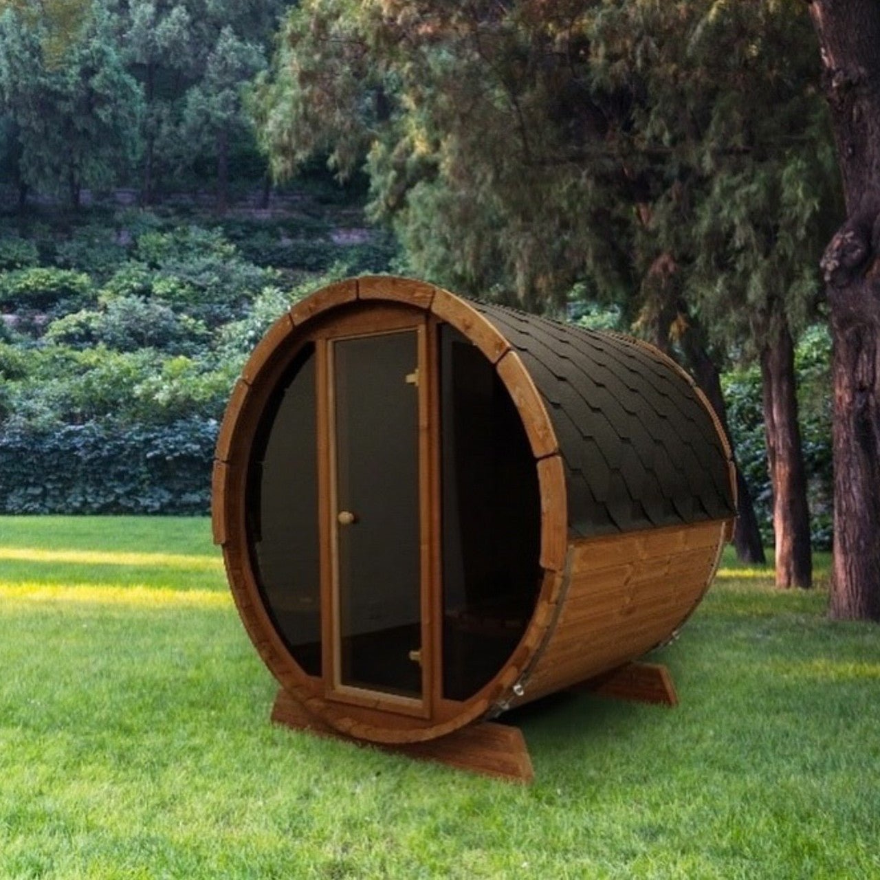 Outdoor Wooden Barrel Sauna - Panorama 4 Person option3