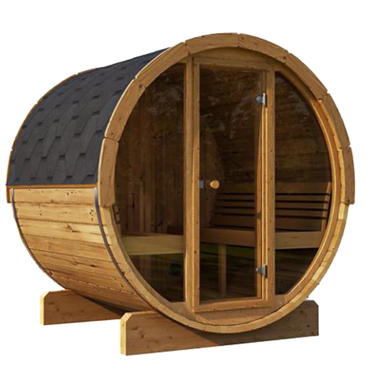 Outdoor Wooden Barrel Sauna - Panorama 4 Person option3