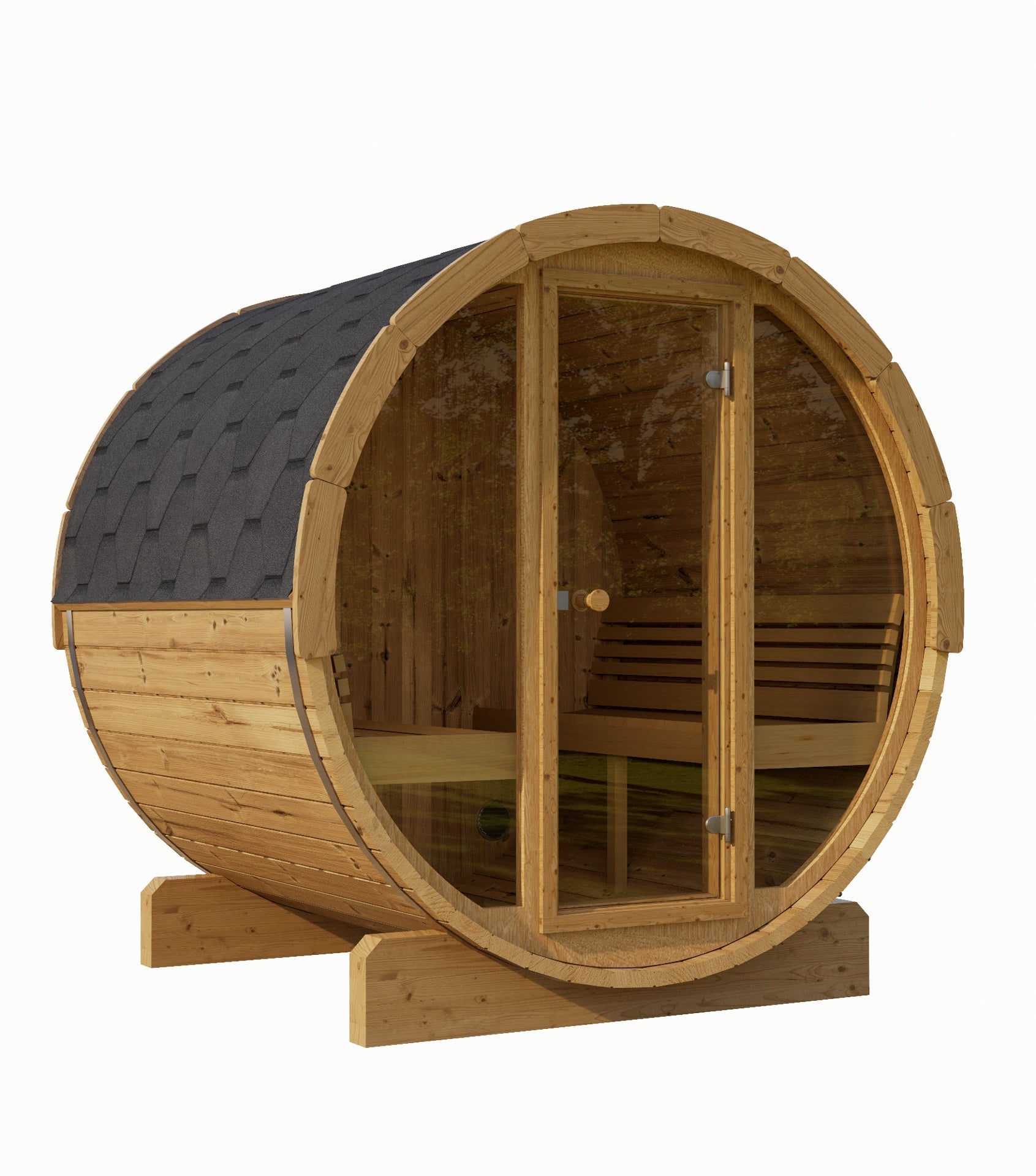 Outdoor Wooden Barrel Sauna - Panorama 6 Person