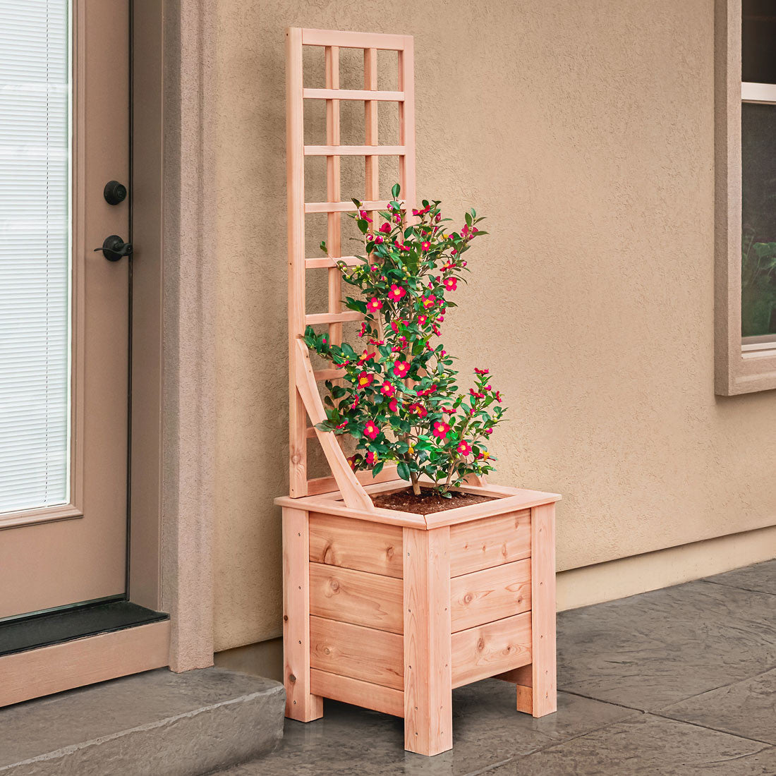 cedar window box planters Natural Cedar Planter Box with Trellis