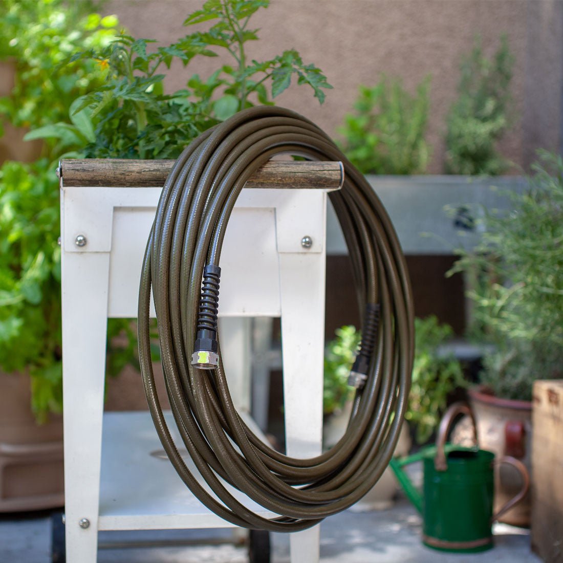 Premium Drinking Water Safe Garden Hose - Slim 7/16" 25 Ft Olive Green