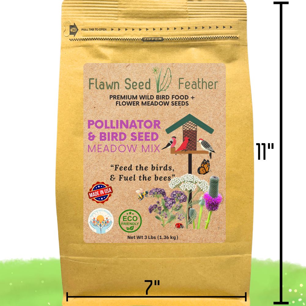 Premium Pollinator & Wild Bird Seed Mix - Flowering Meadow Blend 3 lb Bag