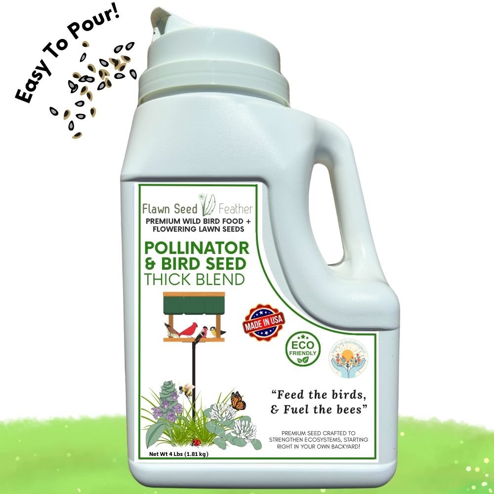 Premium Pollinator & Wild Bird Seed Mix - Thick Bee Lawn Blend 3 lb Bag