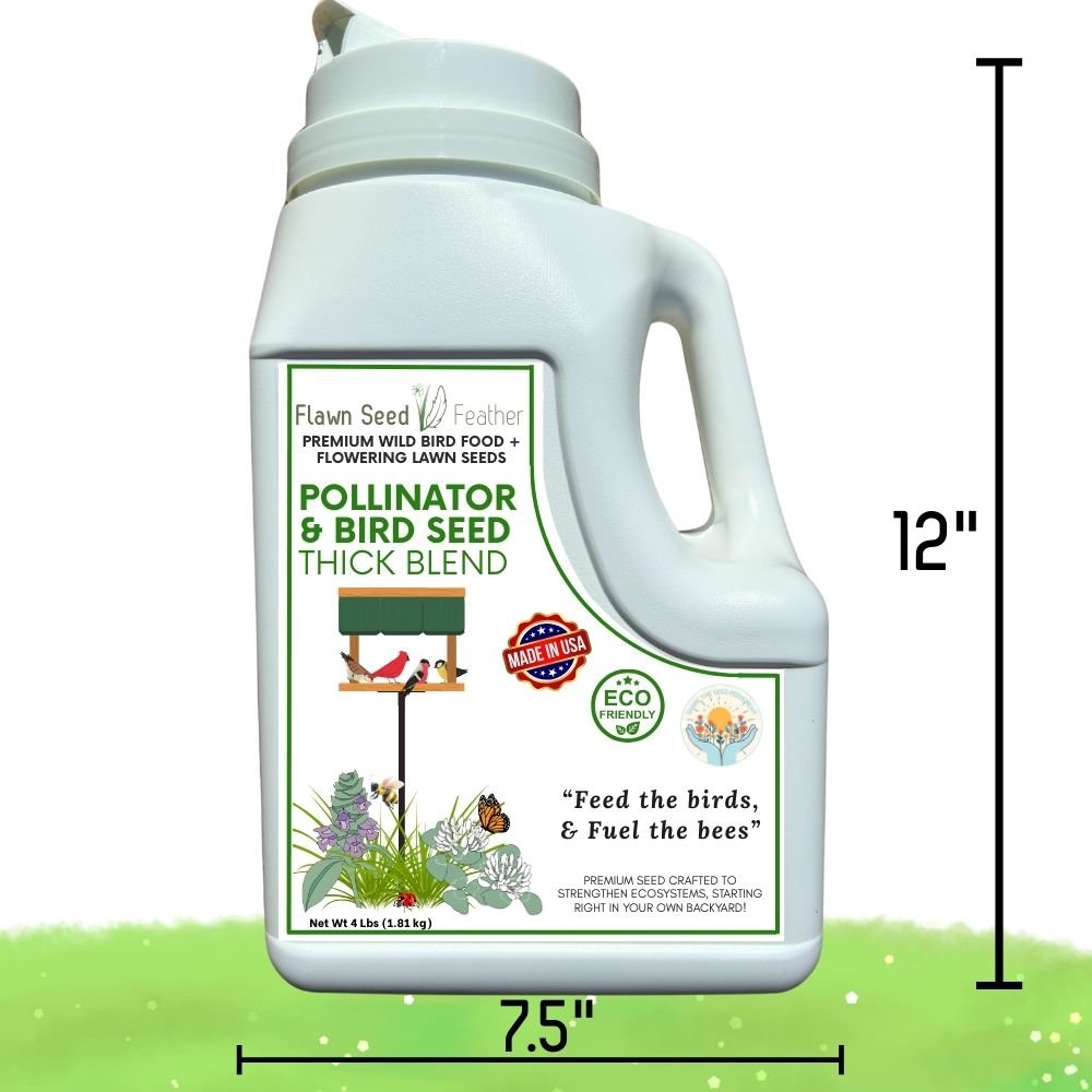 Premium Pollinator & Wild Bird Seed Mix - Thick Bee Lawn Blend 3 lb Bag