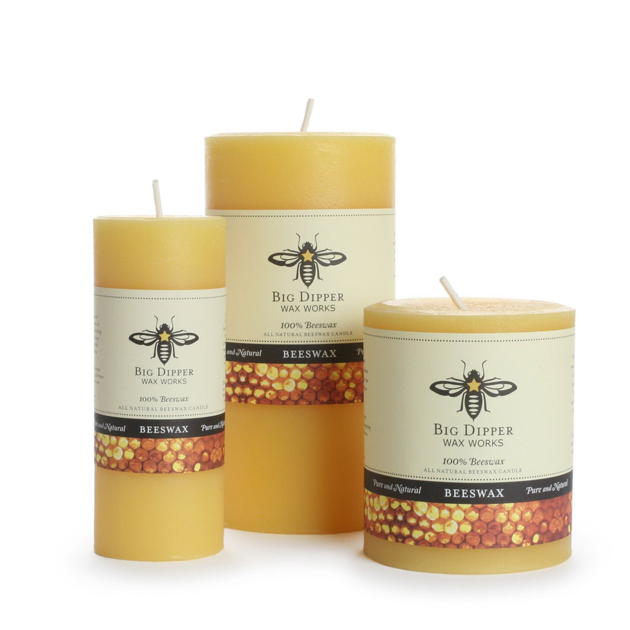 Pure Beeswax Pillars Small Natural