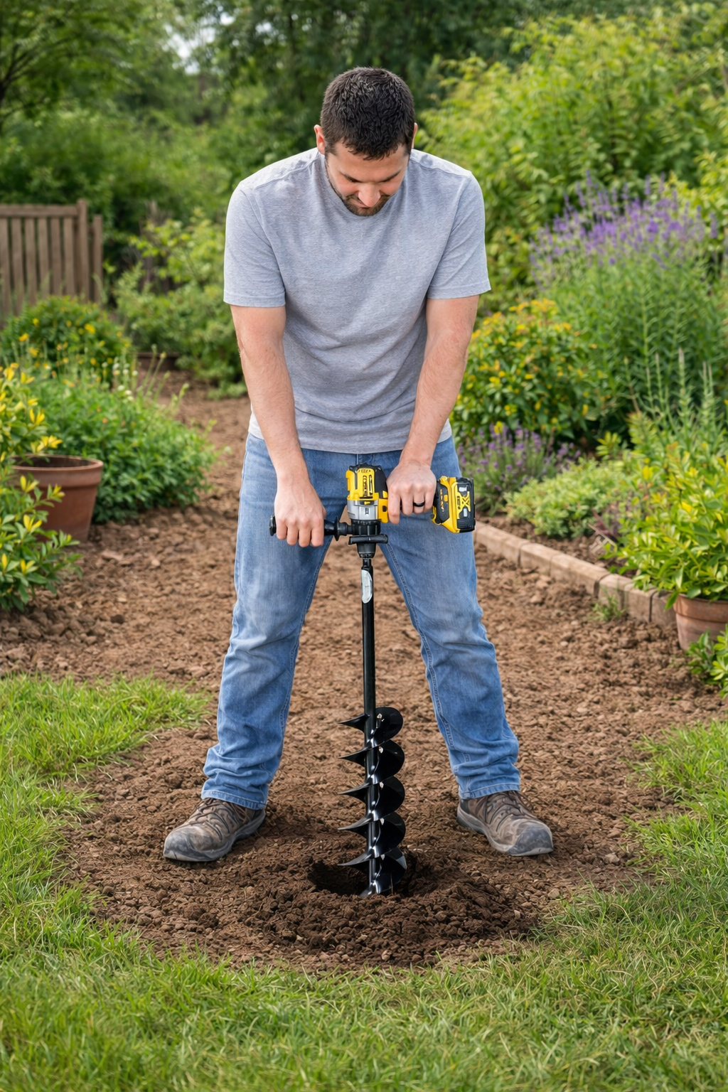 Quart Pot Landscaping Auger - 5" x 28" Light-Medium Duty or Home Use