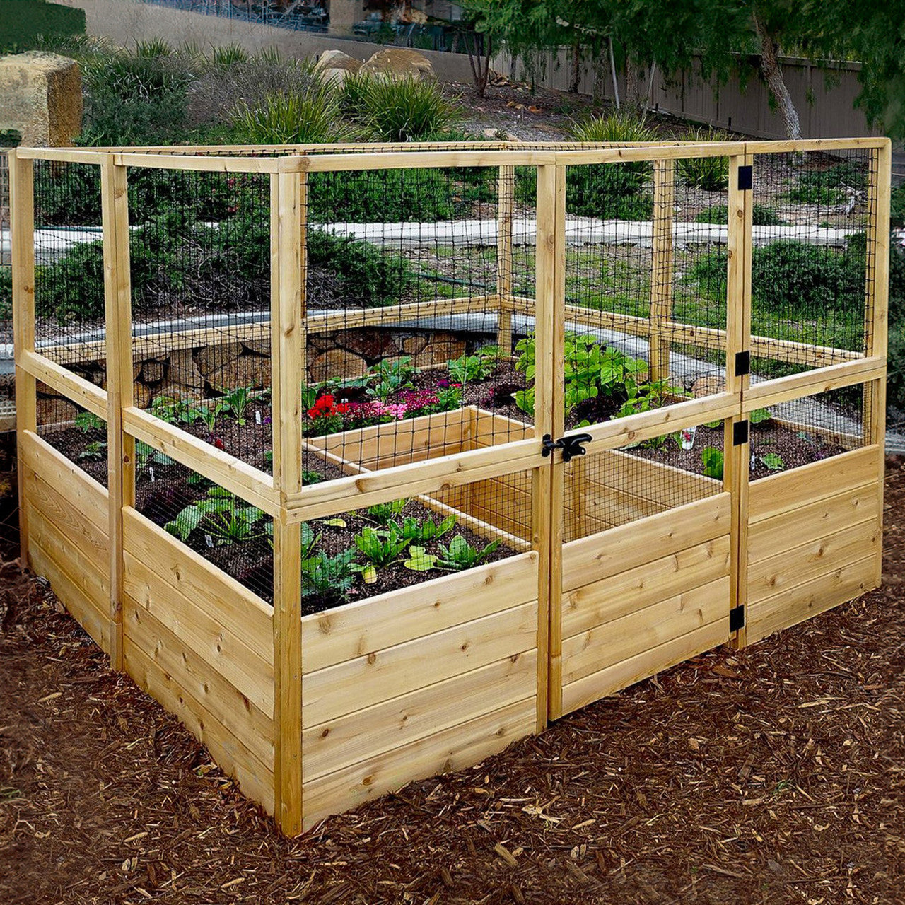 Deer Proof Cedar Complete Raised Garden Bed Kit - 8' x 8' x 20"