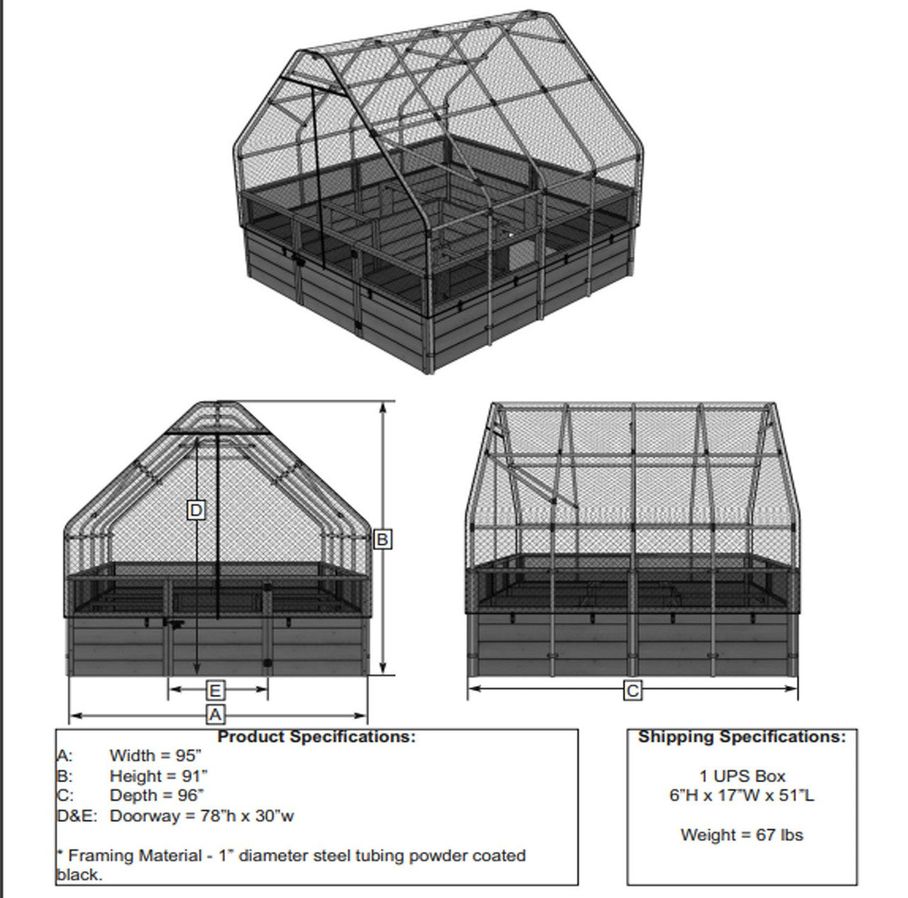 Cedar Complete Raised Garden Bed Kit with Bird Netting Cover 8' x 8'