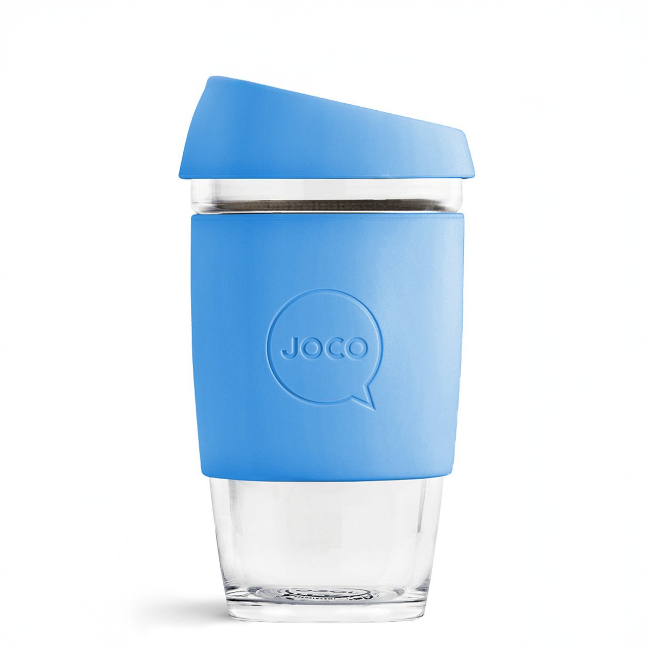 Reusable Glass Coffee Cup 16oz Blue Sea