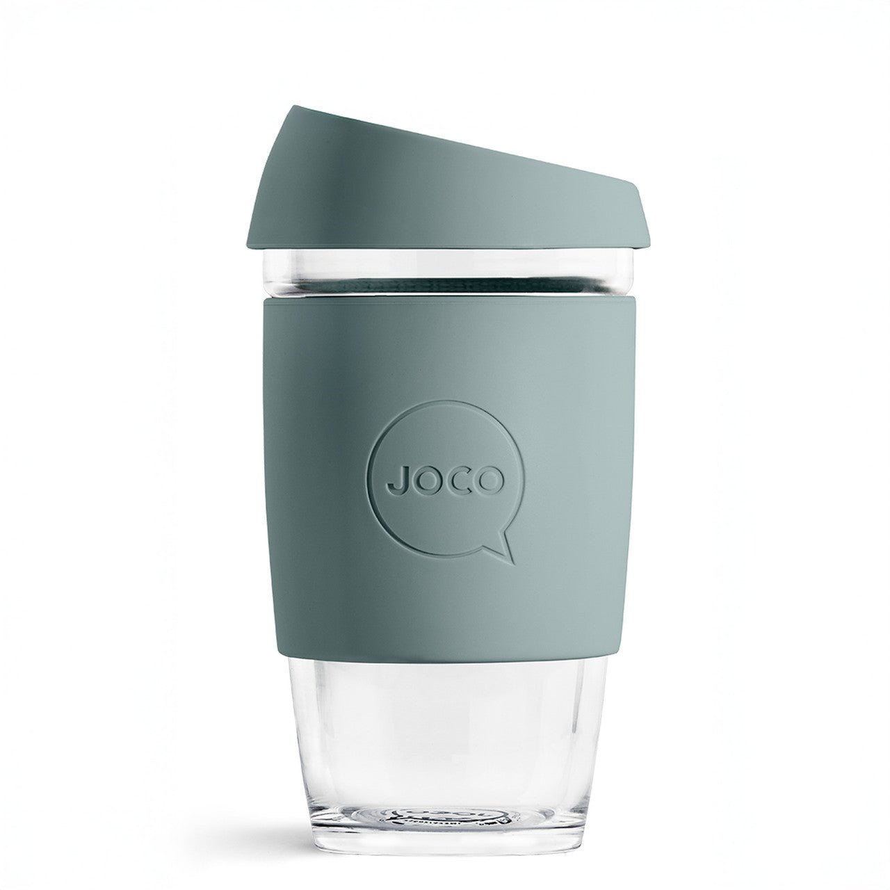 Reusable Glass Coffee Cup 16oz Blue Stone Grey