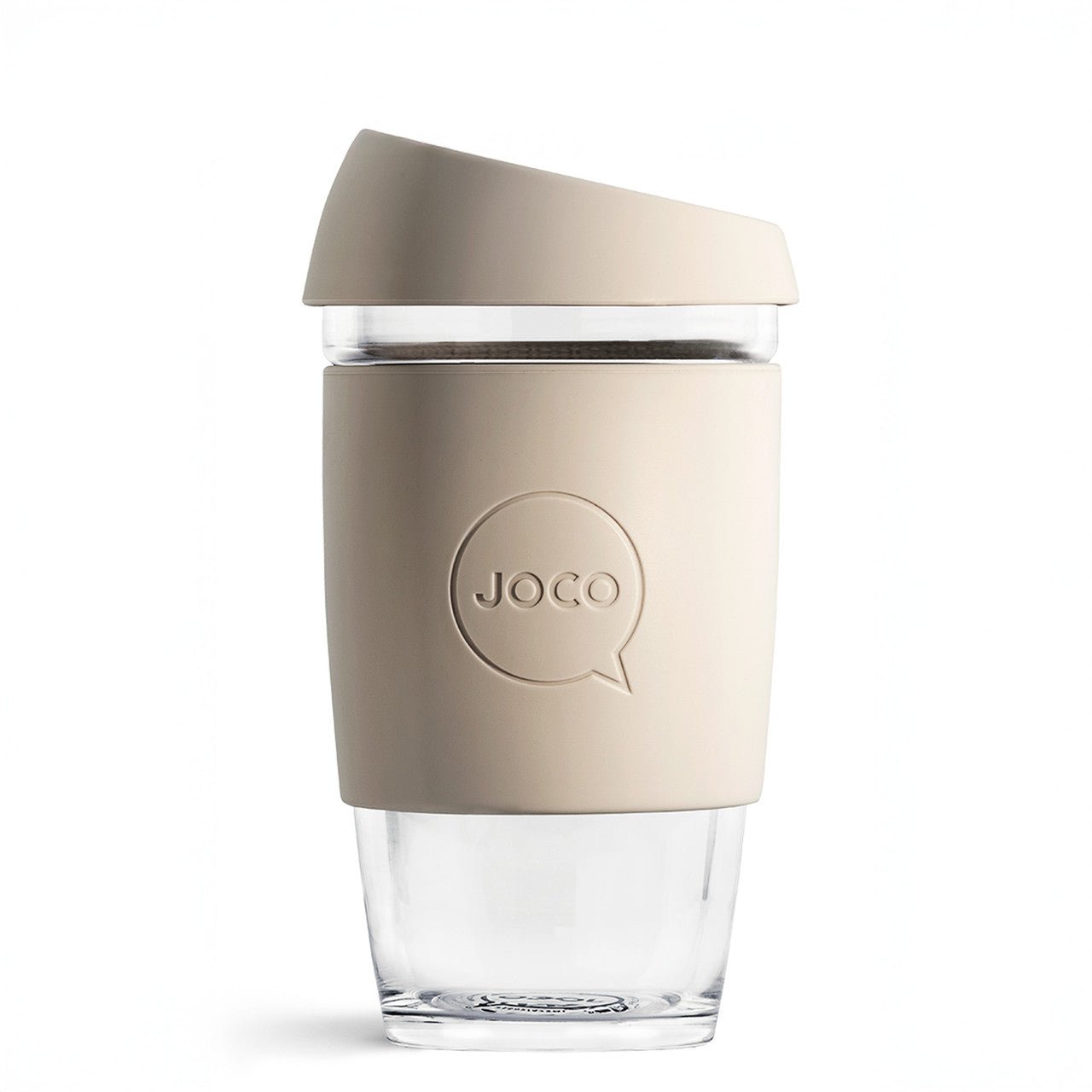 Reusable Glass Coffee Cup 16oz Sandstone