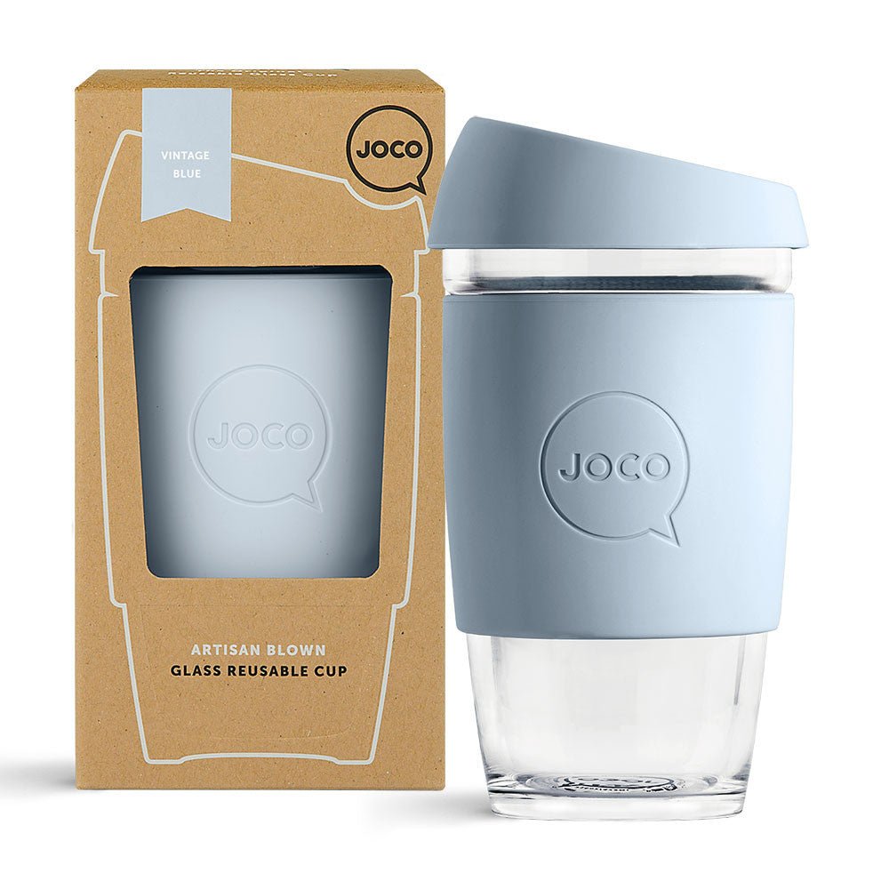 Reusable Glass Coffee Cup 16oz Sandstone