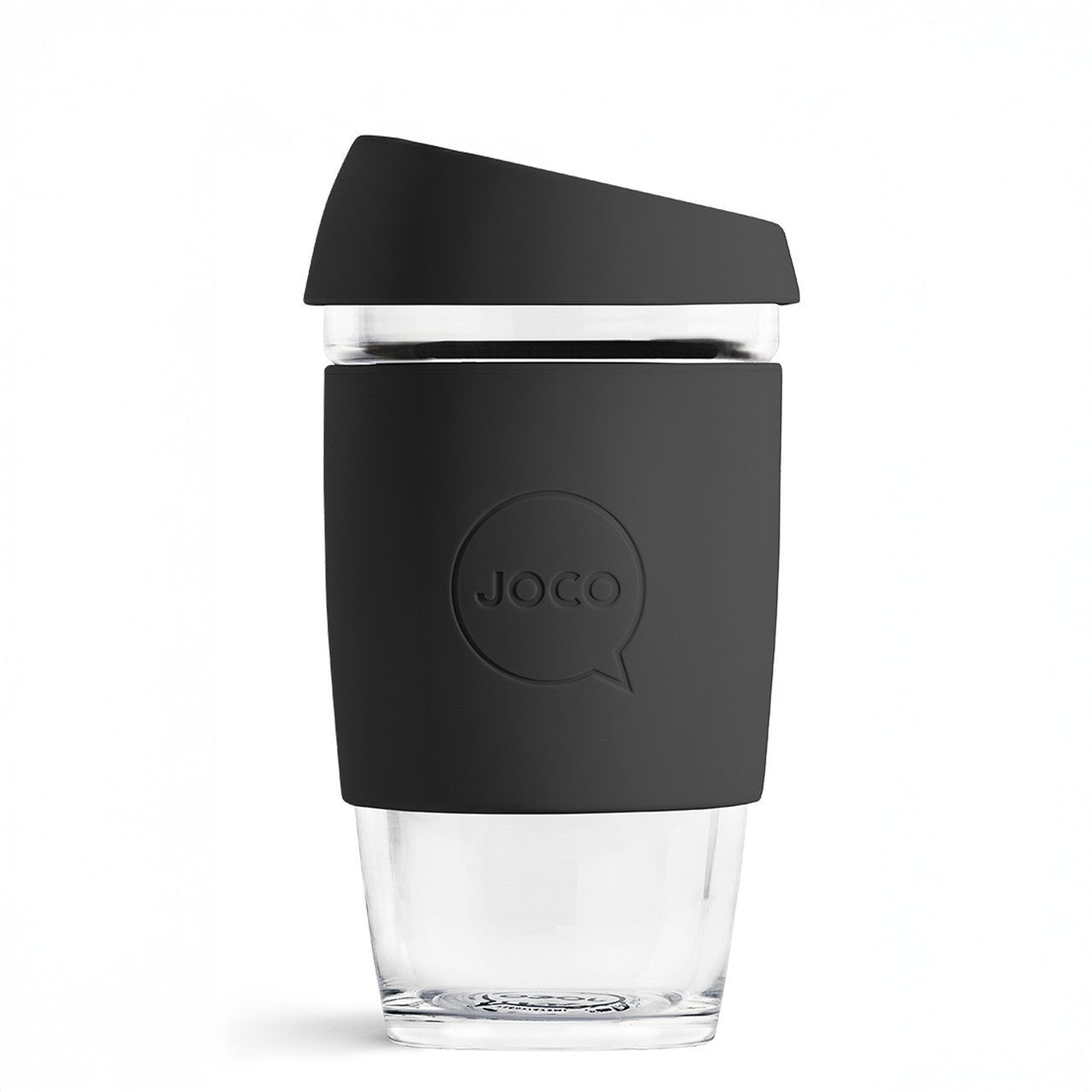 Reusable Glass Coffee Cup 16oz Ultra Black