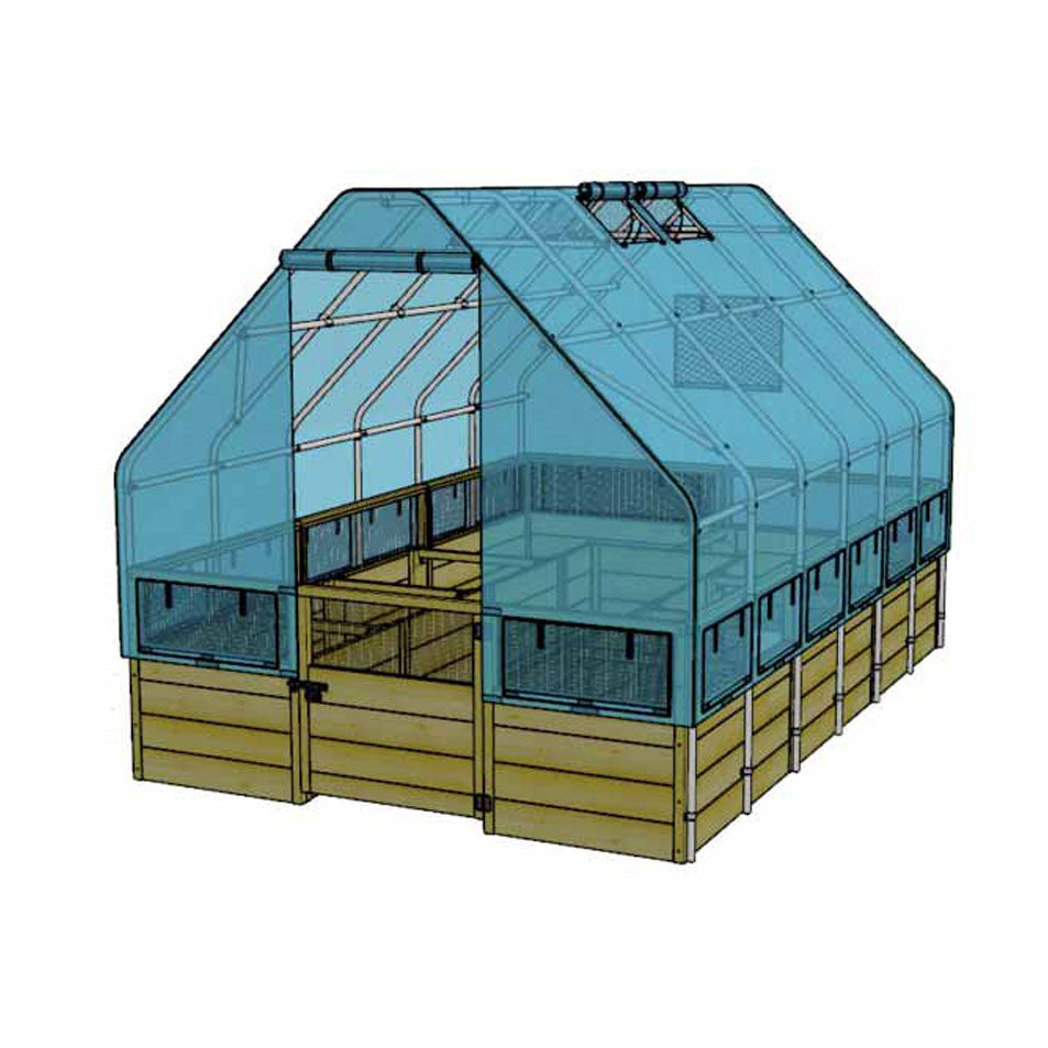 Cedar Complete Raised Garden Bed Kit with Greenhouse Cover 8' x 12'