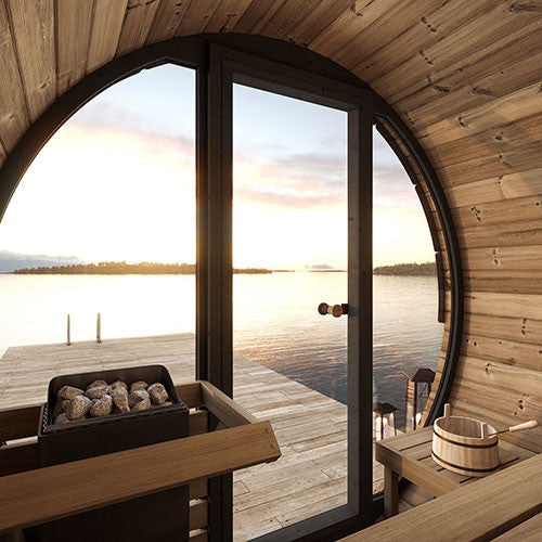 Outdoor Barrel Sauna - SaunaLife Model EE6G