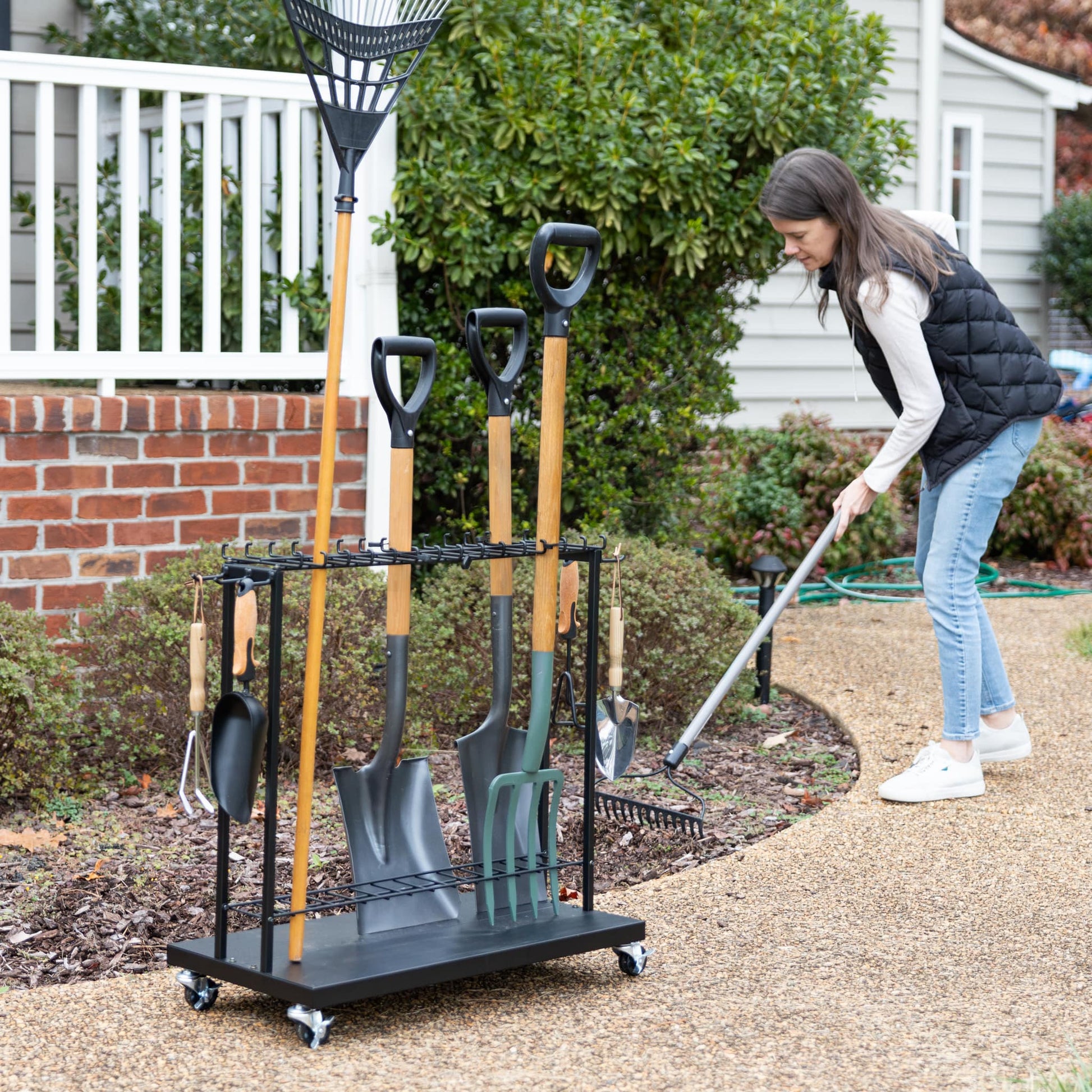 Shovel Shuttle Rolling Garden Cart - 2.5' Tool Organizer