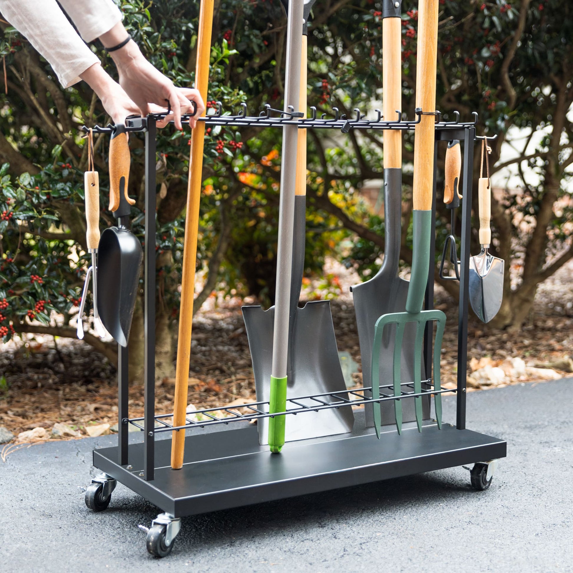 Shovel Shuttle Rolling Garden Cart - 2.5' Tool Organizer