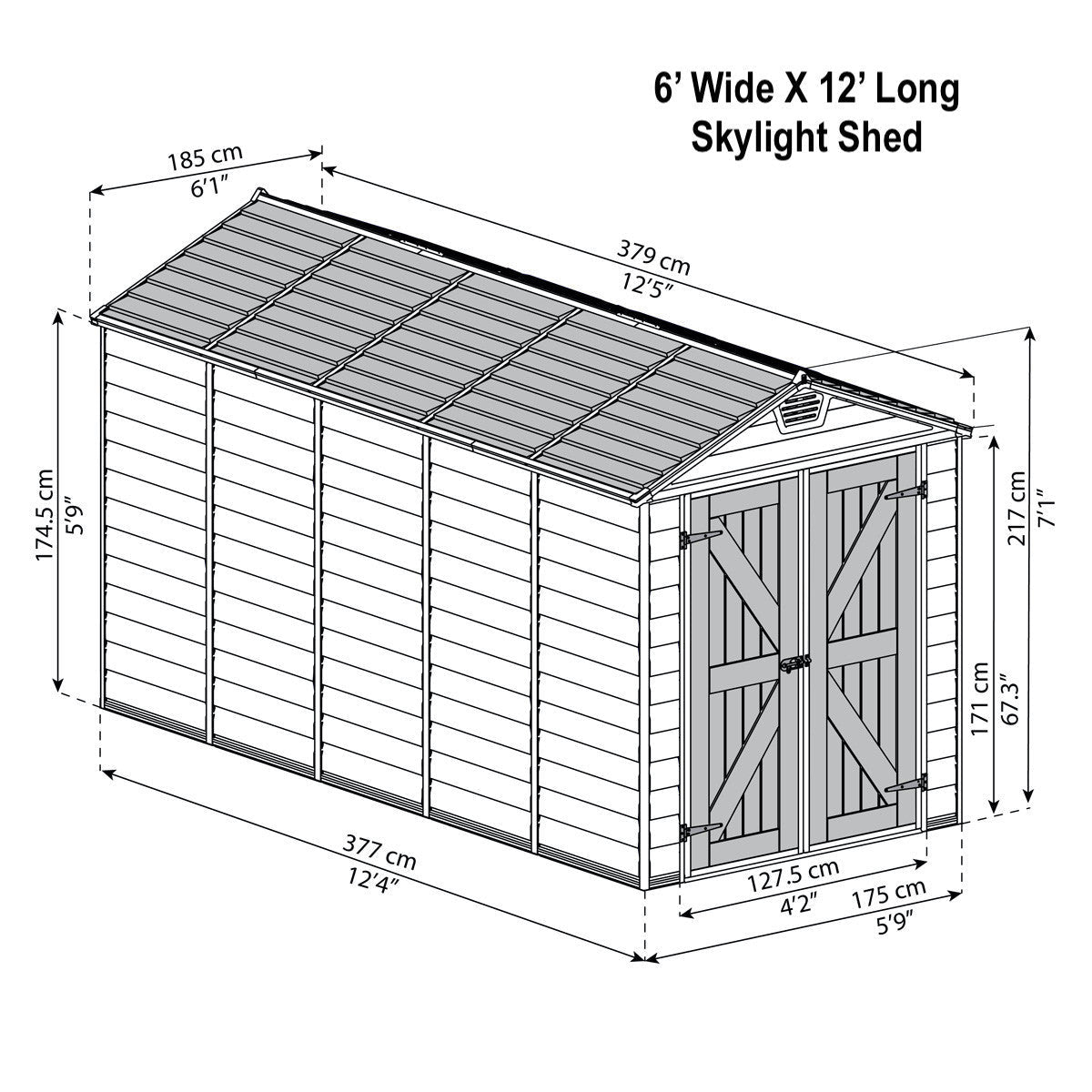 Skylight Sunlit Garden & Utility Shed 6' X 12' tan