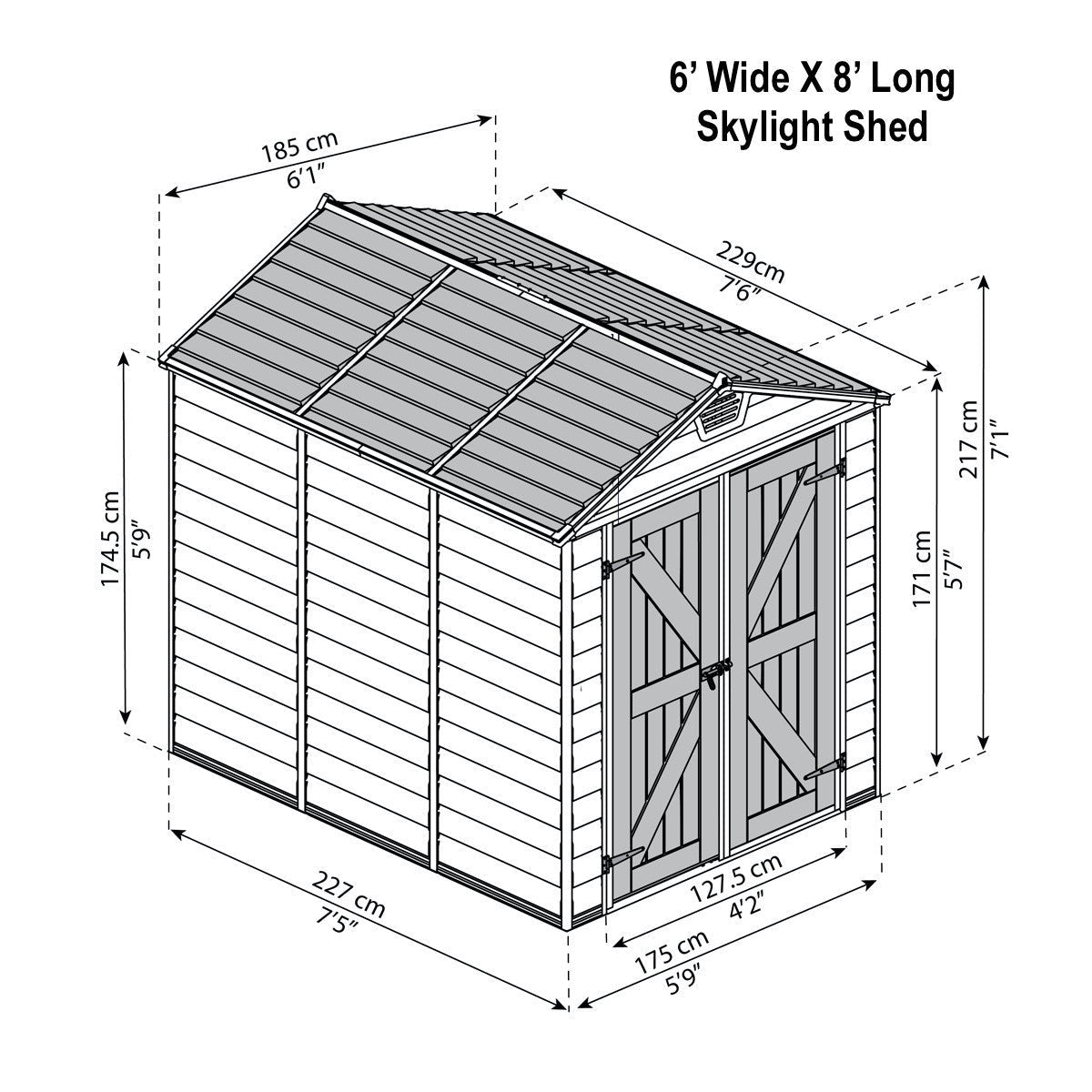 Skylight Sunlit Garden & Utility Shed 6' X 12' tan