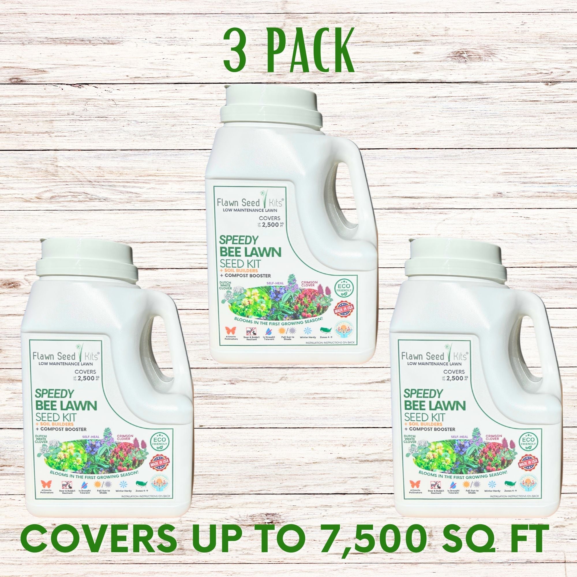 Speedy Bee Lawn Blend - Dutch White Clover, Self-Heal & Crimson Clover Seed Kit 250 sq ft