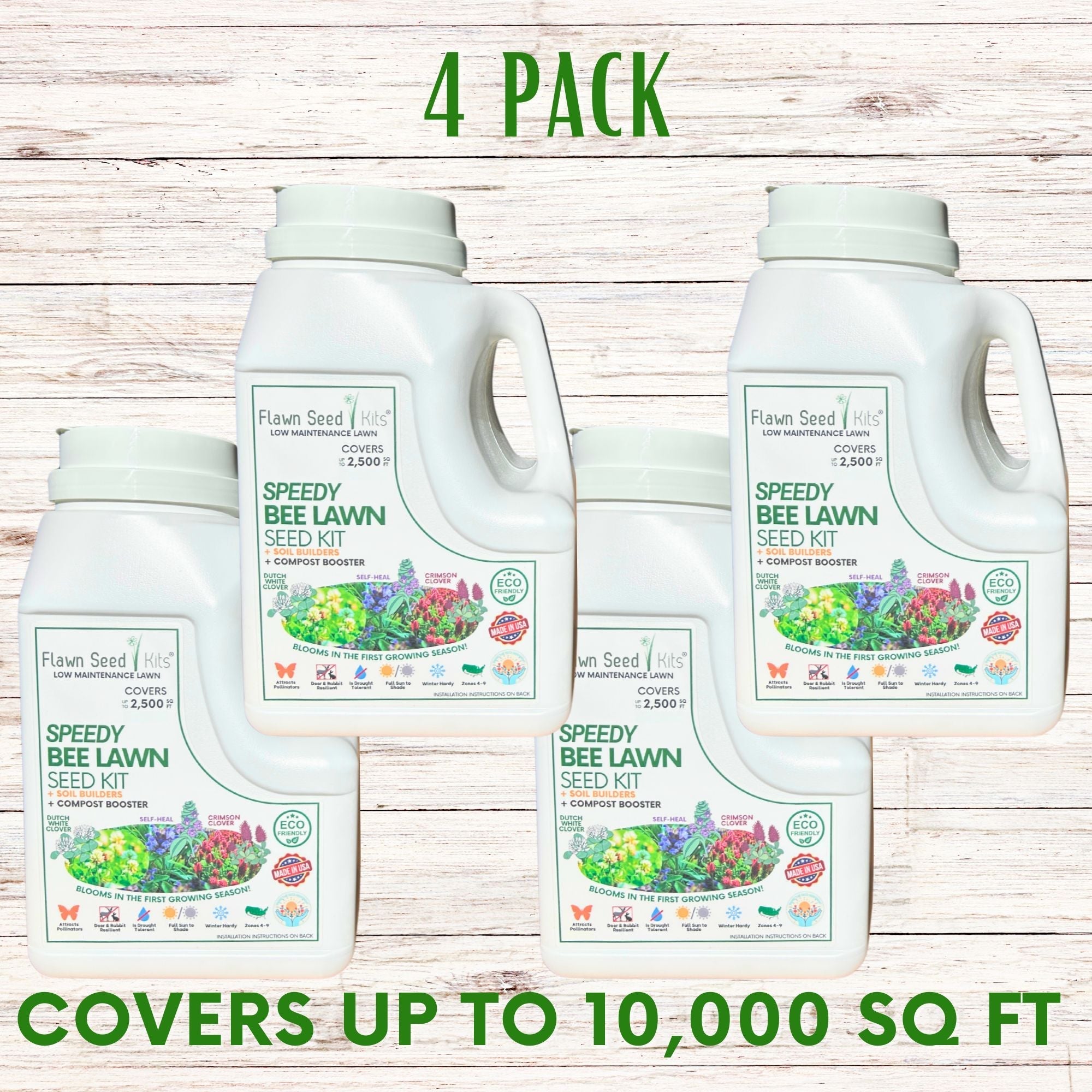 Speedy Bee Lawn Blend - Dutch White Clover, Self-Heal & Crimson Clover Seed Kit 250 sq ft