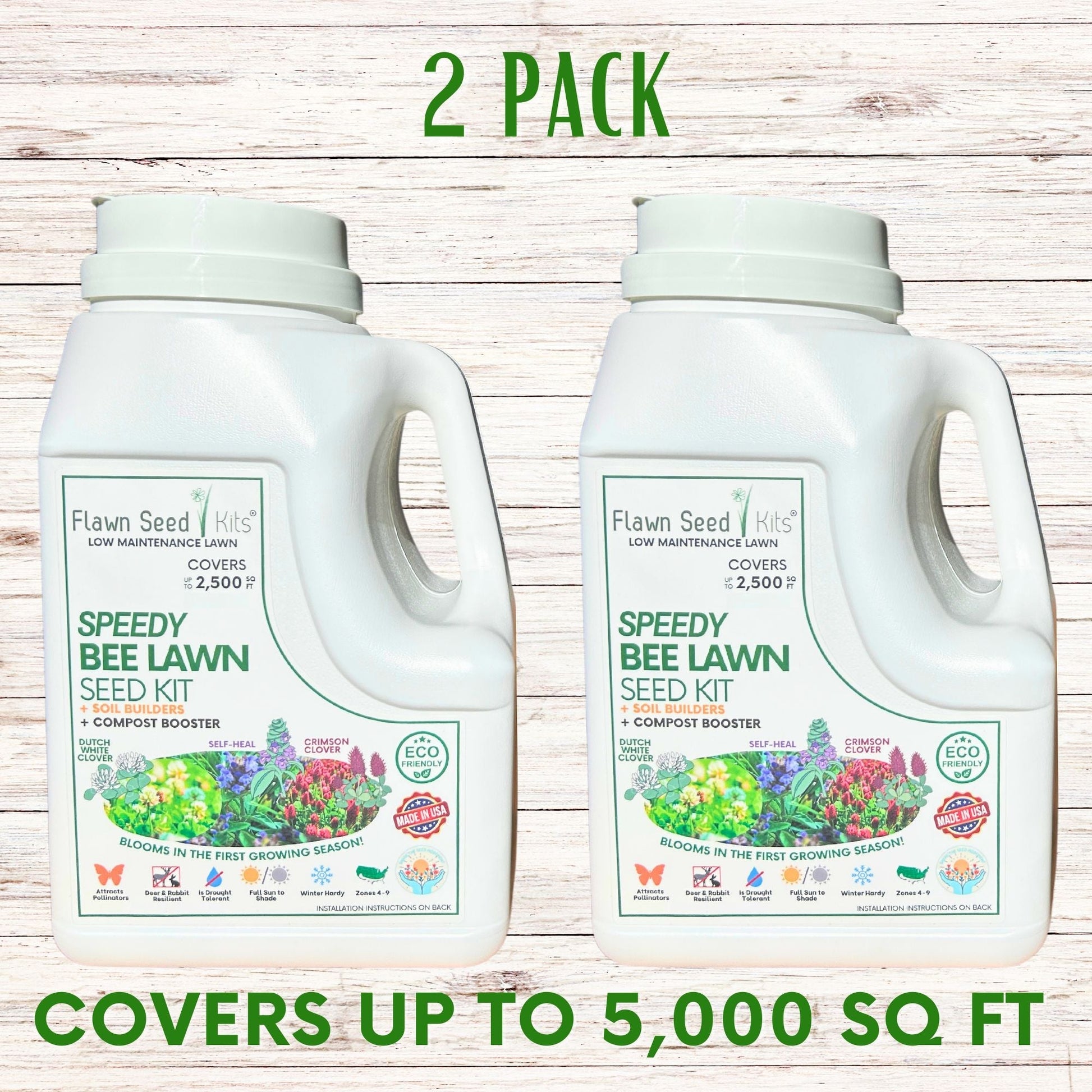 Speedy Bee Lawn Blend - Dutch White Clover, Self-Heal & Crimson Clover Seed Kit 250 sq ft
