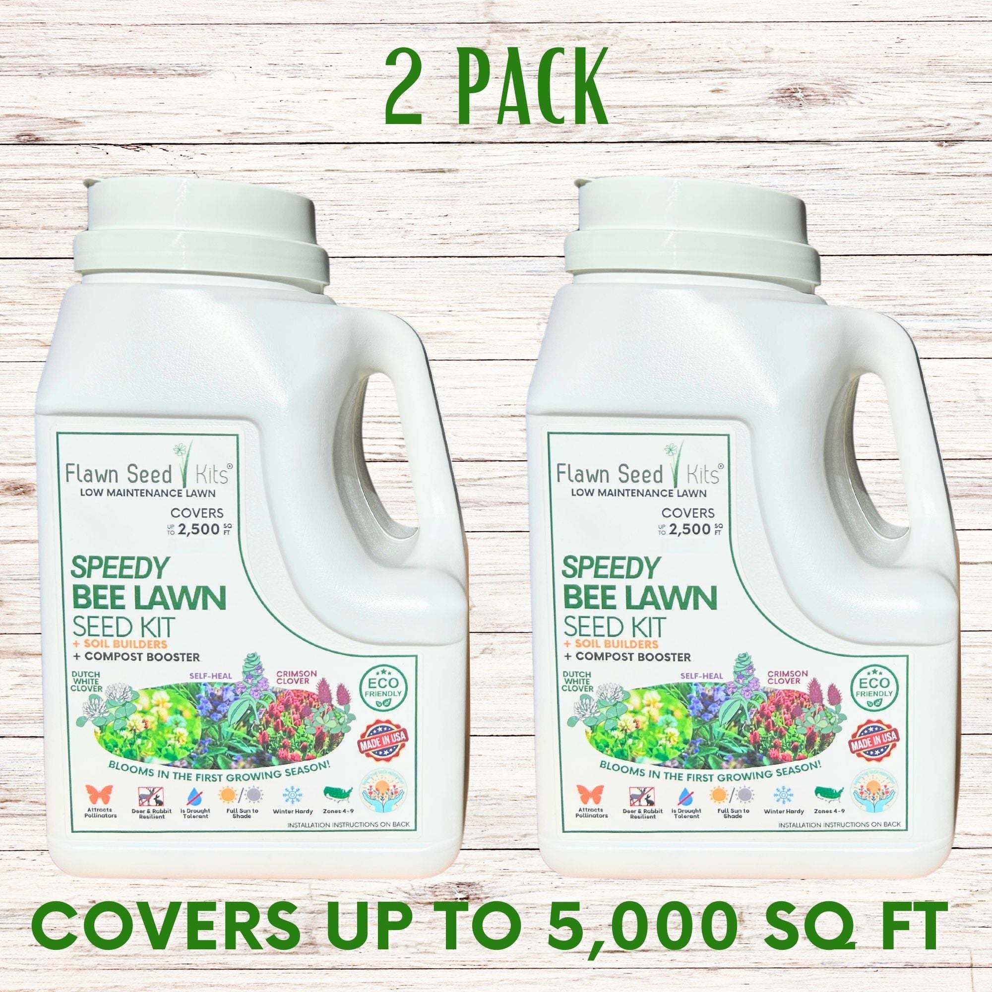 Speedy Bee Lawn Blend - Dutch White Clover, Self-Heal & Crimson Clover Seed Kit 250 sq ft