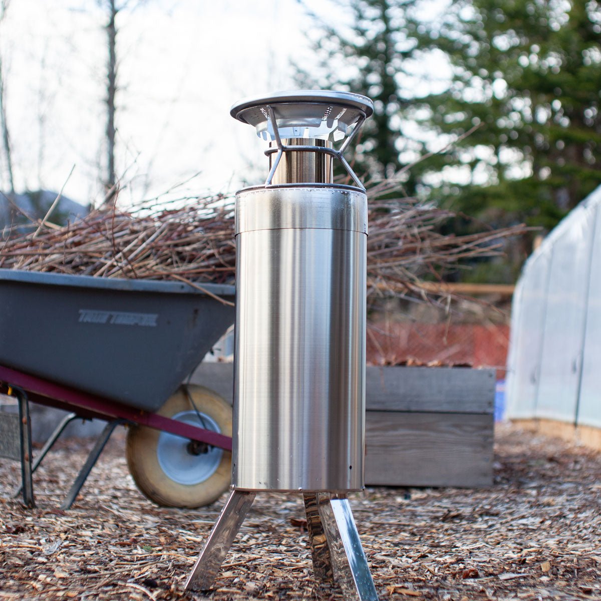 Stainless Steel Portable Biochar Kiln 3 Gallons - Small