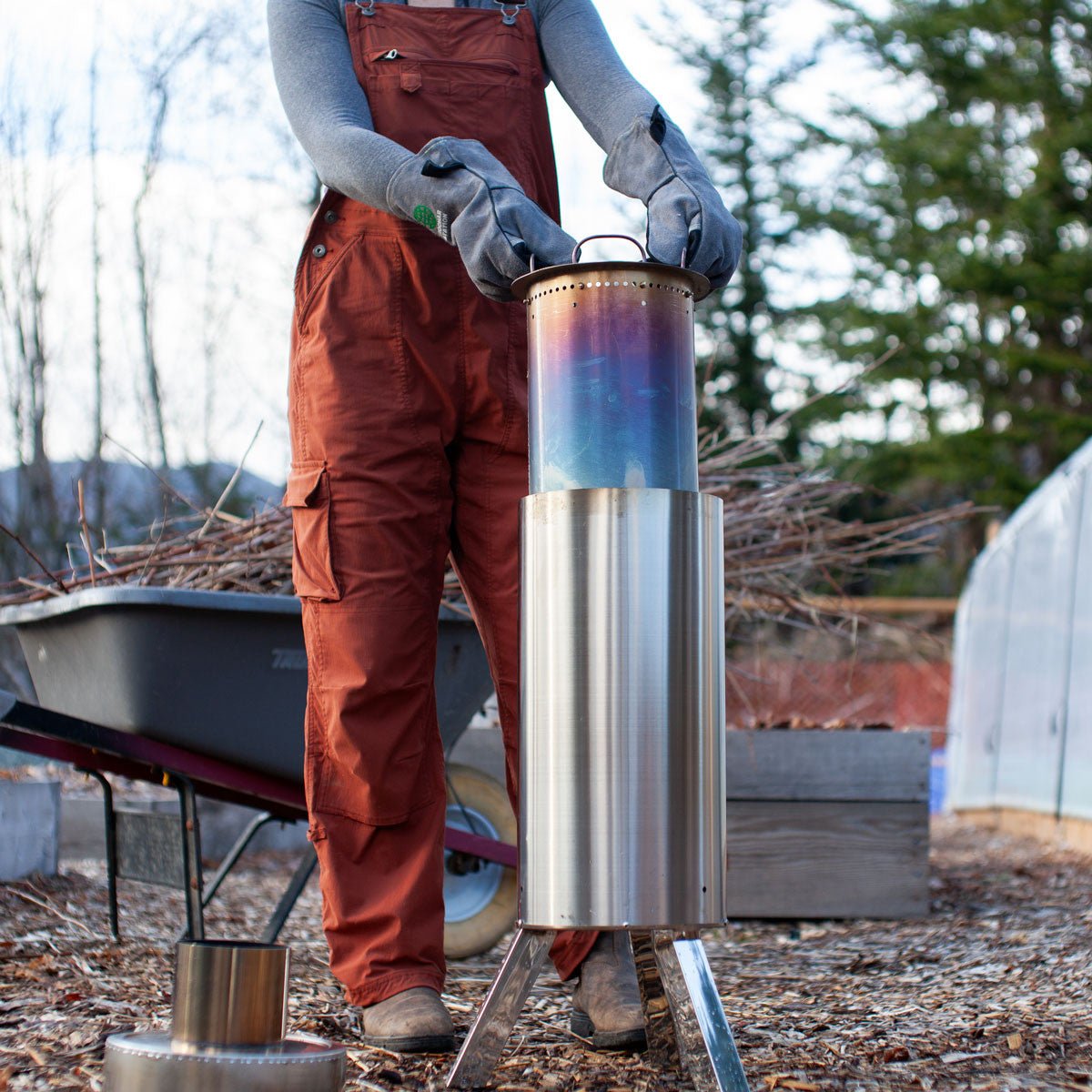 Stainless Steel Portable Biochar Kiln 3 Gallons - Small