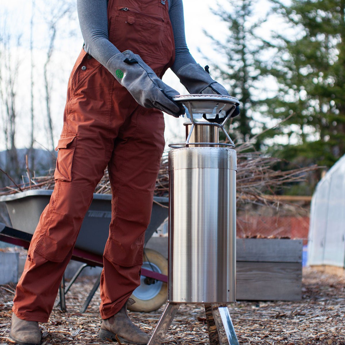 Stainless Steel Portable Biochar Kiln 3 Gallons - Small
