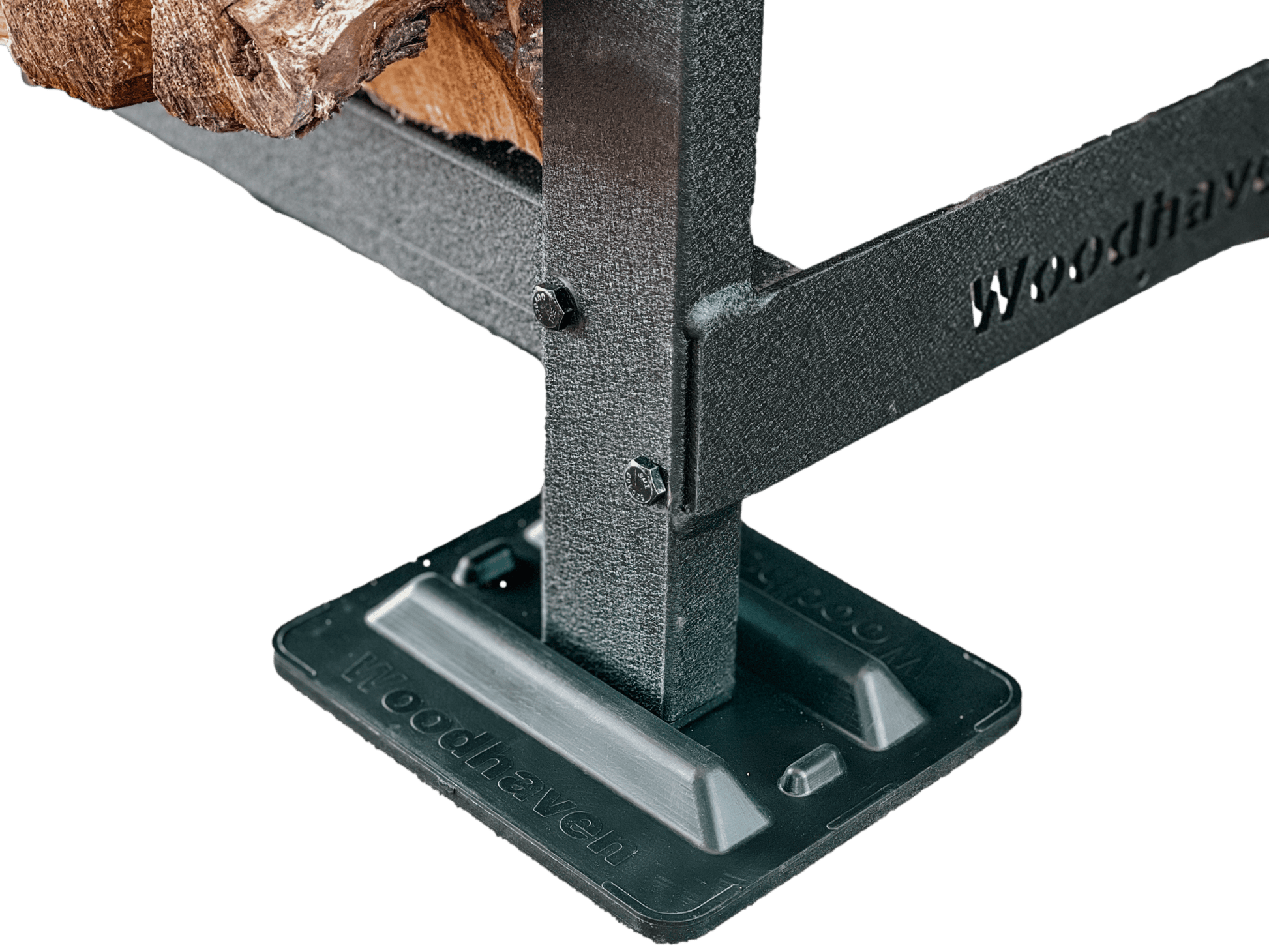 Steel Crescent Firewood Rack - 3' Long Wood Storage System Black with Cover None